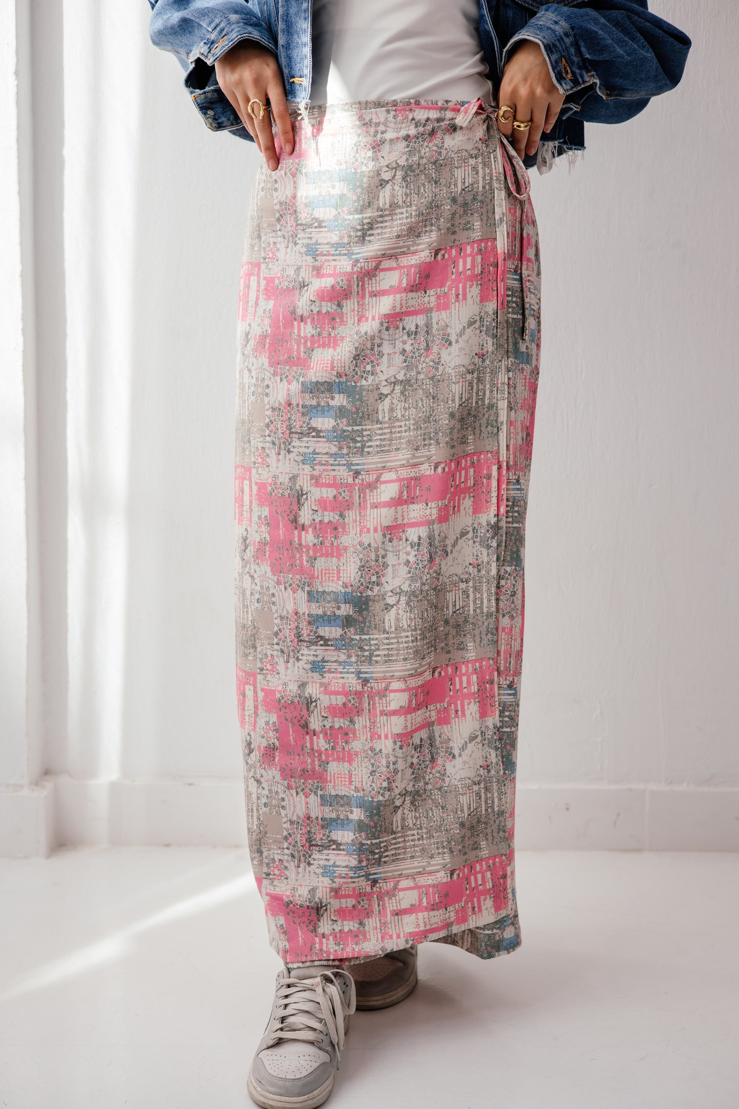 Patches wrap skirt