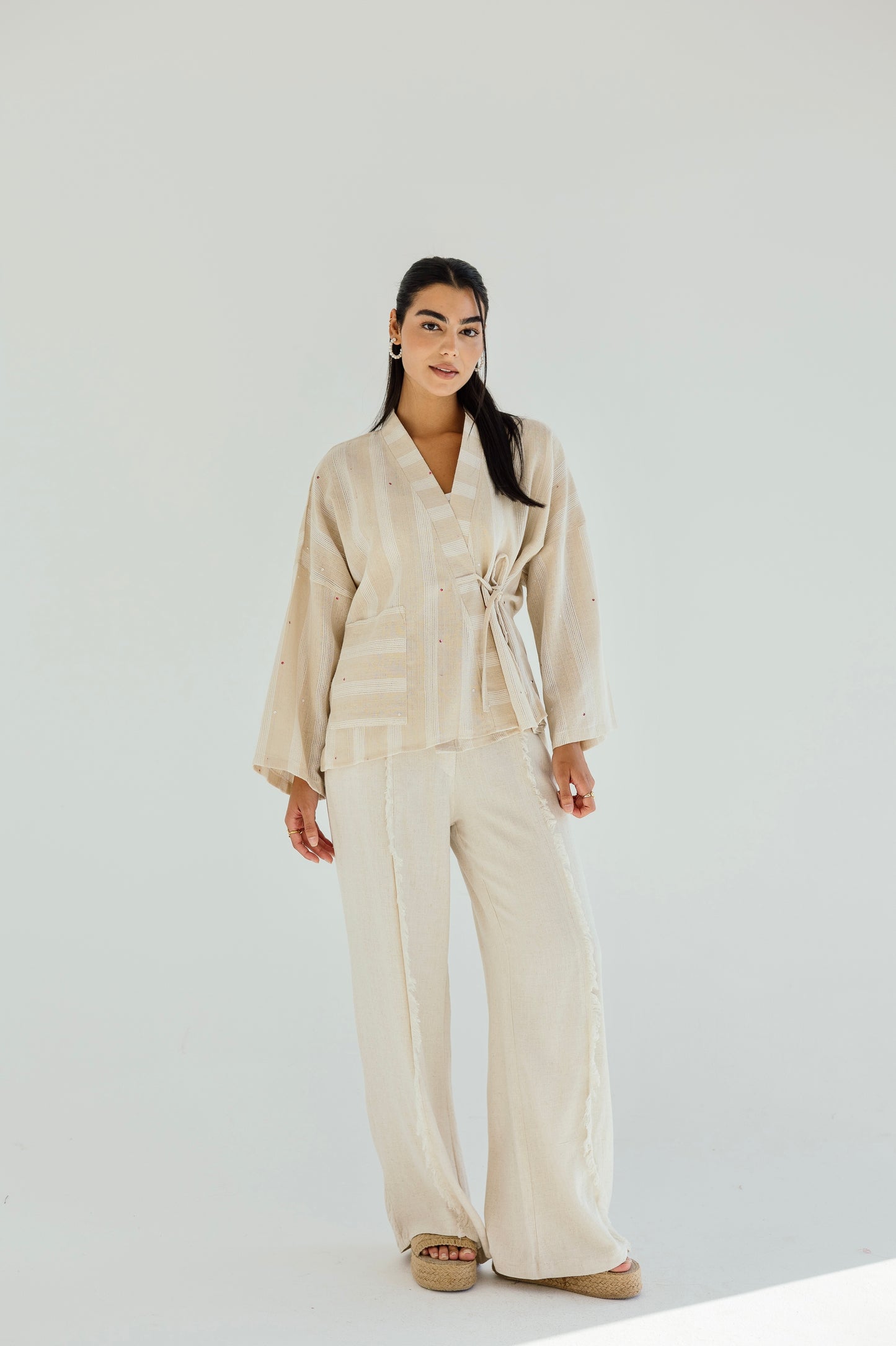 Fringy linen pants