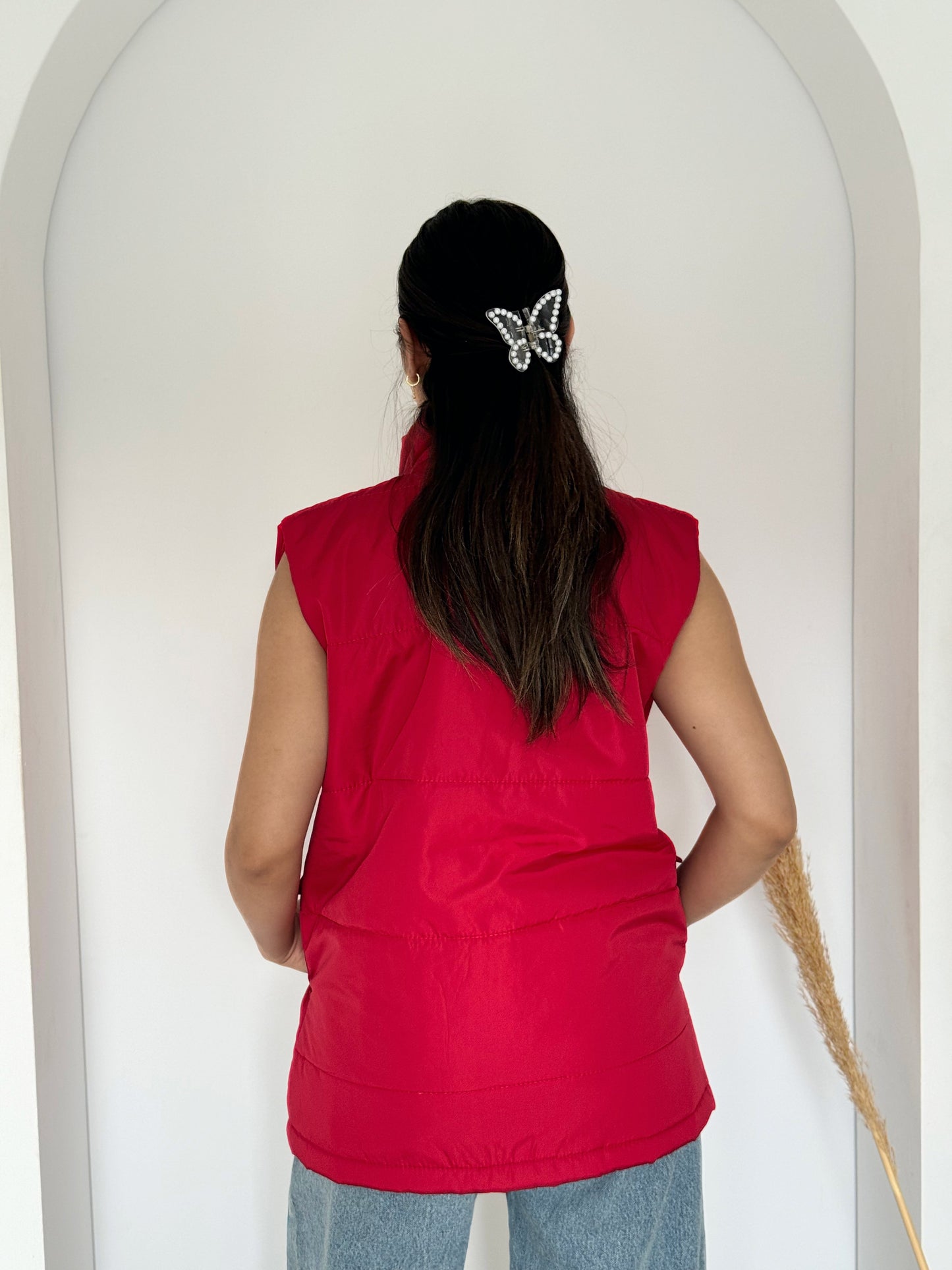 Puffer vest in red