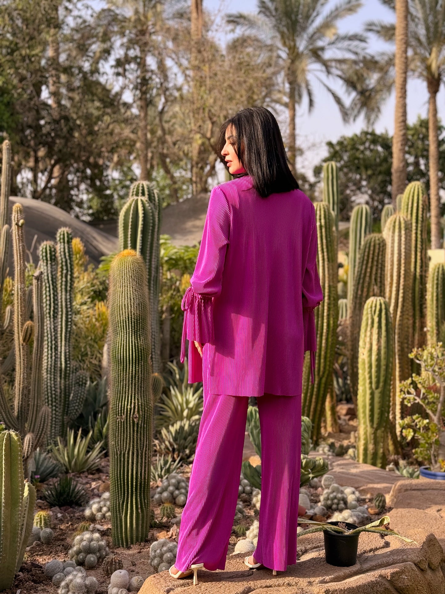 Pleated set in magenta