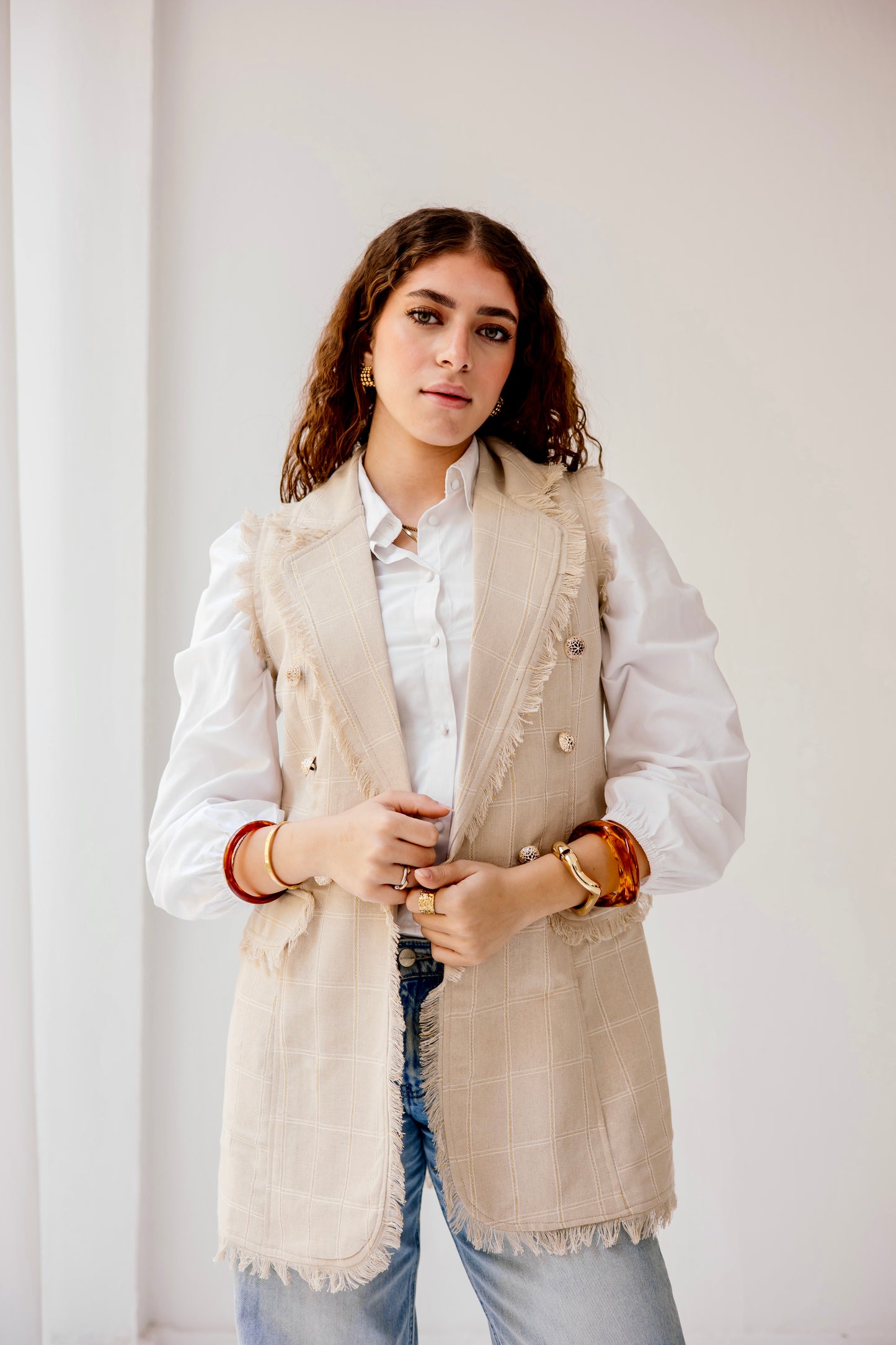 Spring sparkle fringy vest