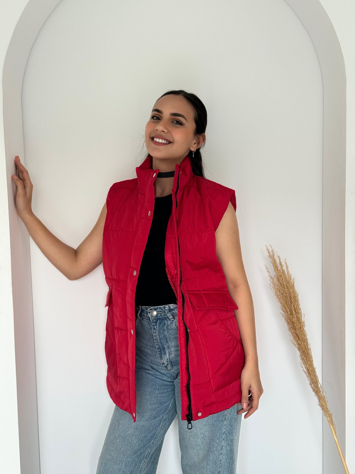 Puffer vest in red