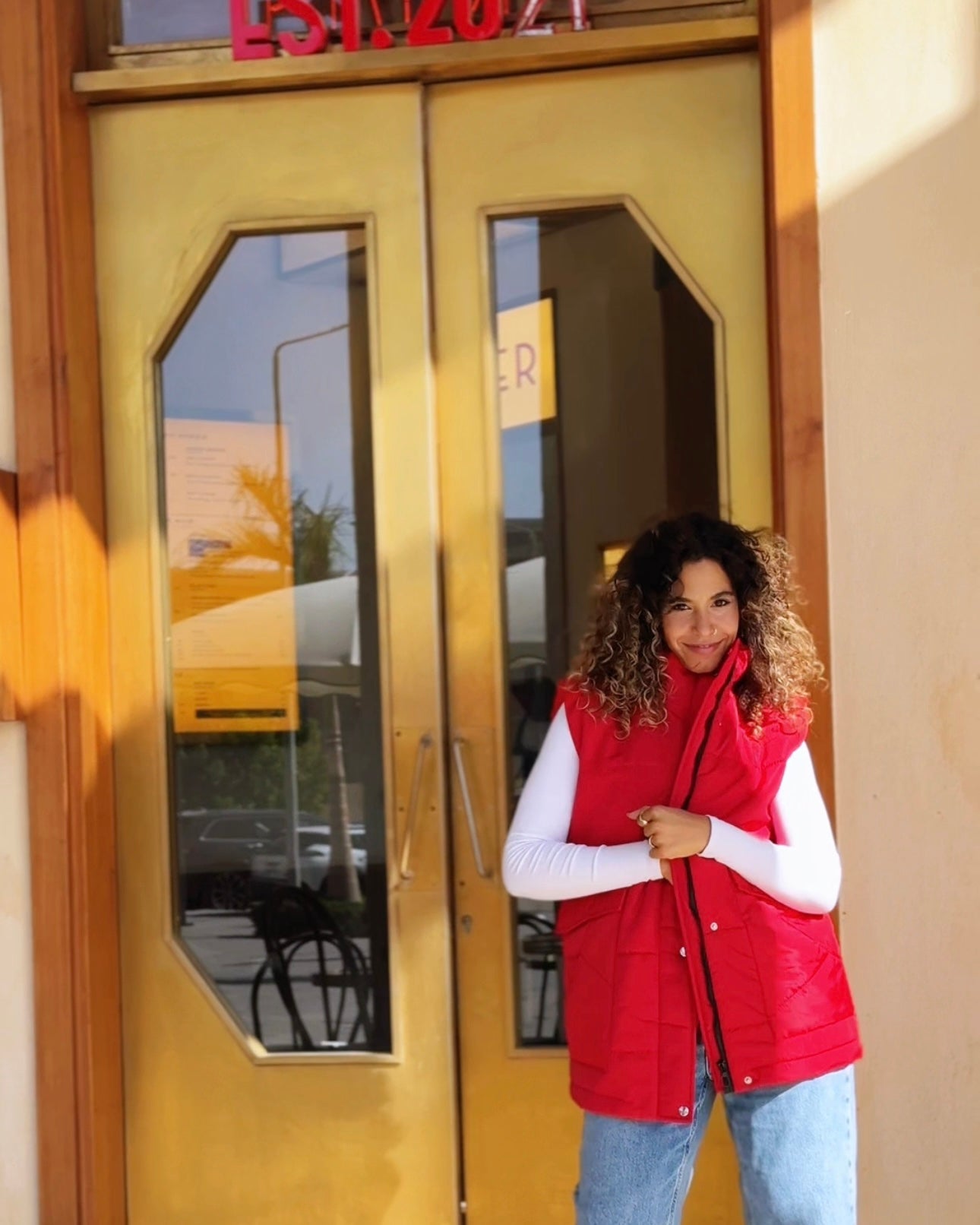 Puffer vest in red