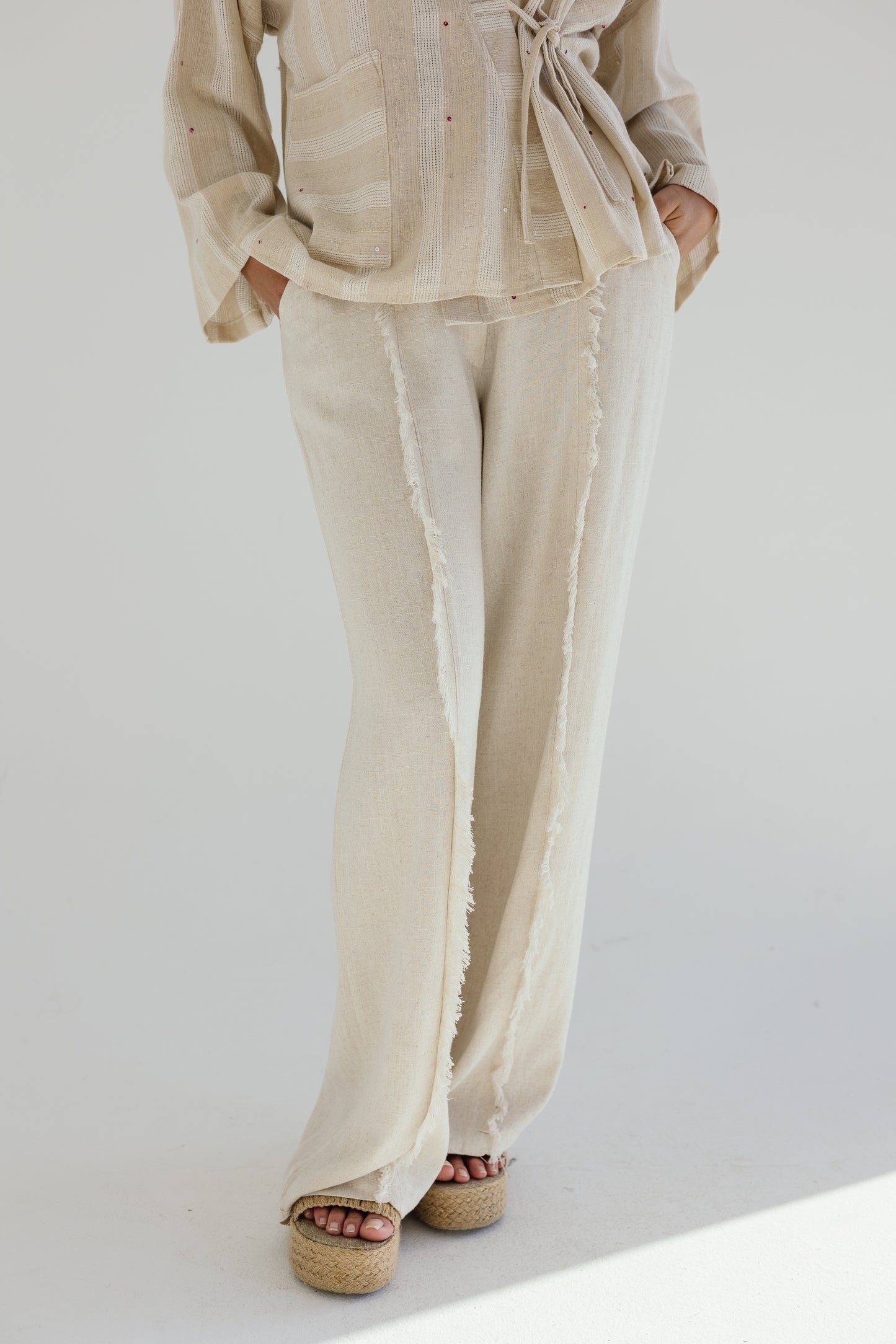 Fringy linen pants