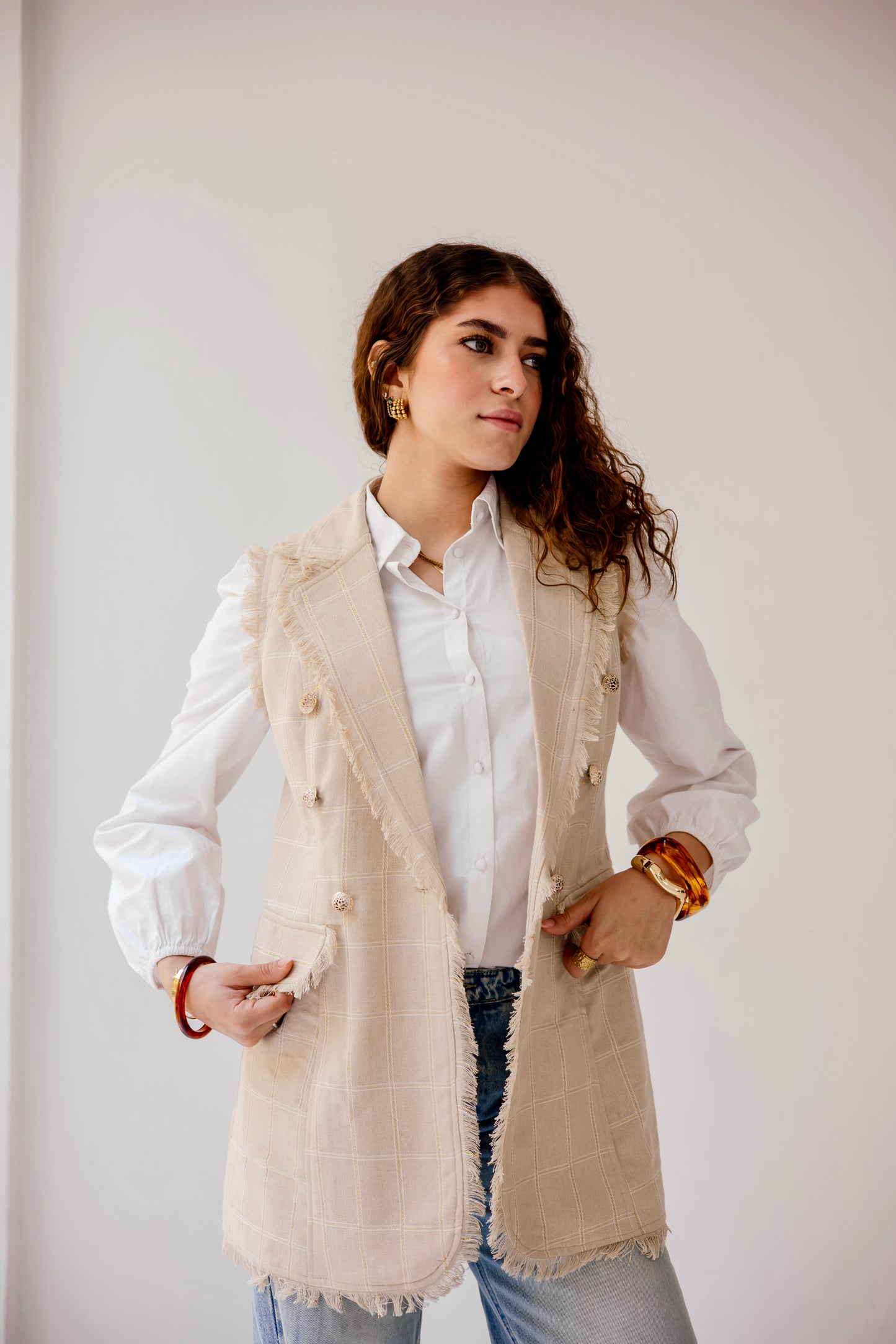 Spring sparkle fringy vest