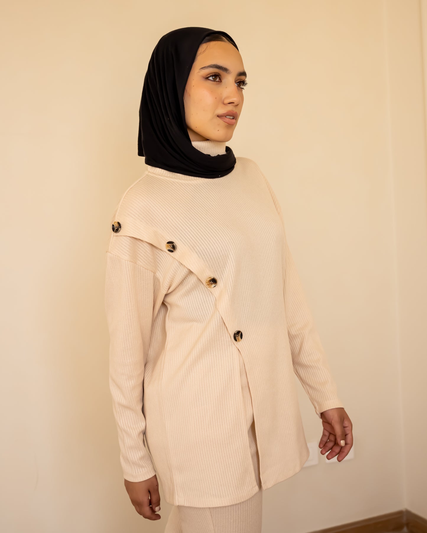 Knit demi-saison set in creamy