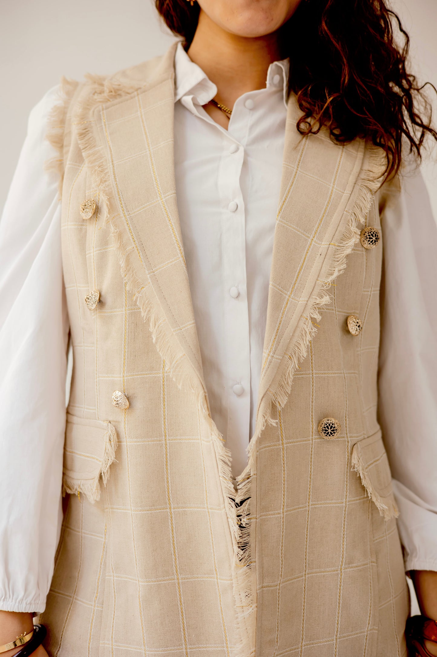 Spring sparkle fringy vest