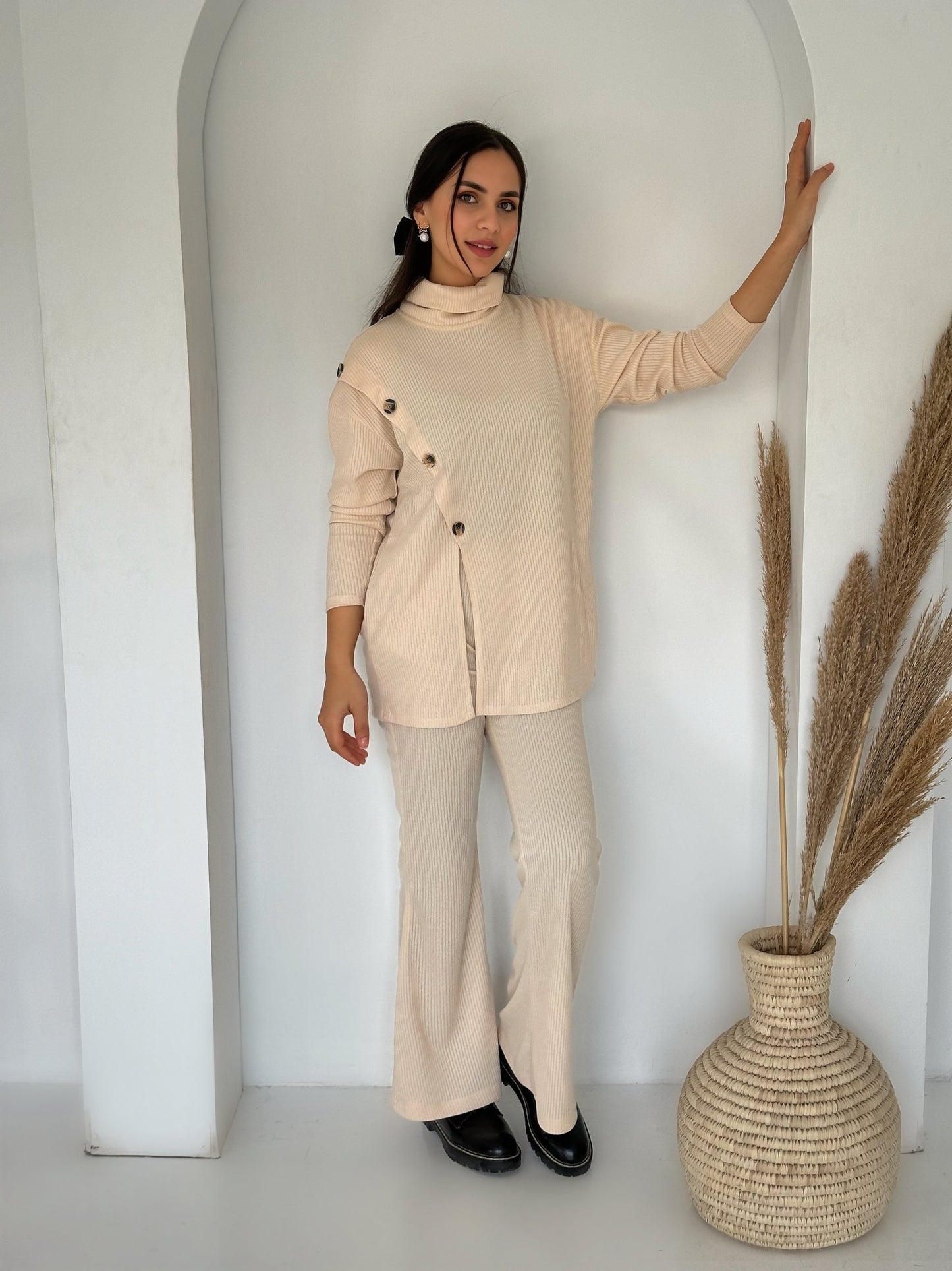 Knit demi-saison set in creamy