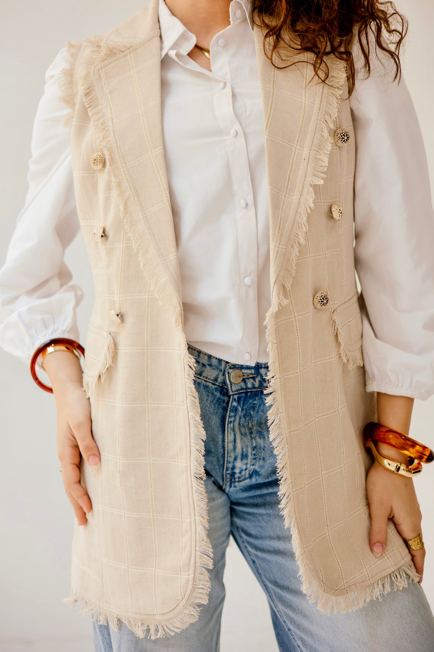 Spring sparkle fringy vest
