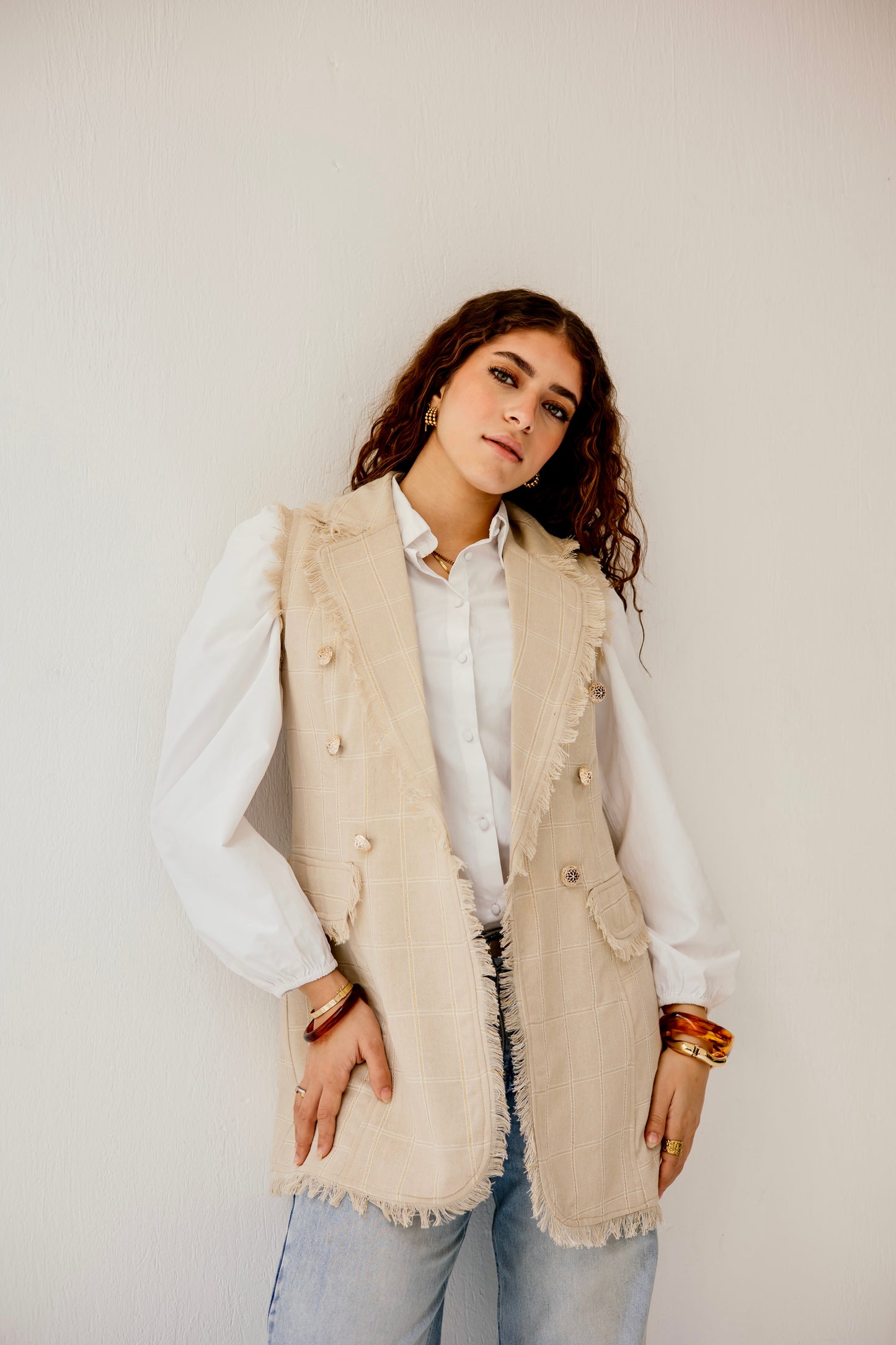 Spring sparkle fringy vest