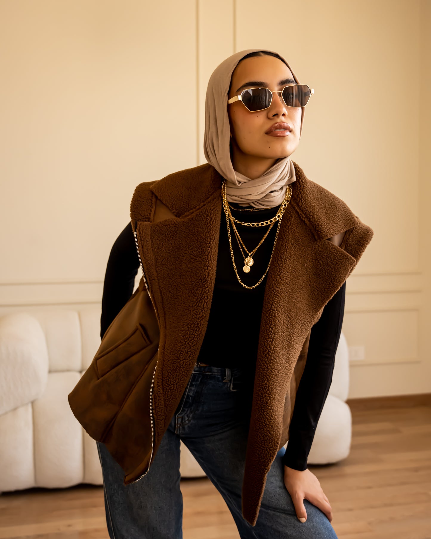 Faux leather vest