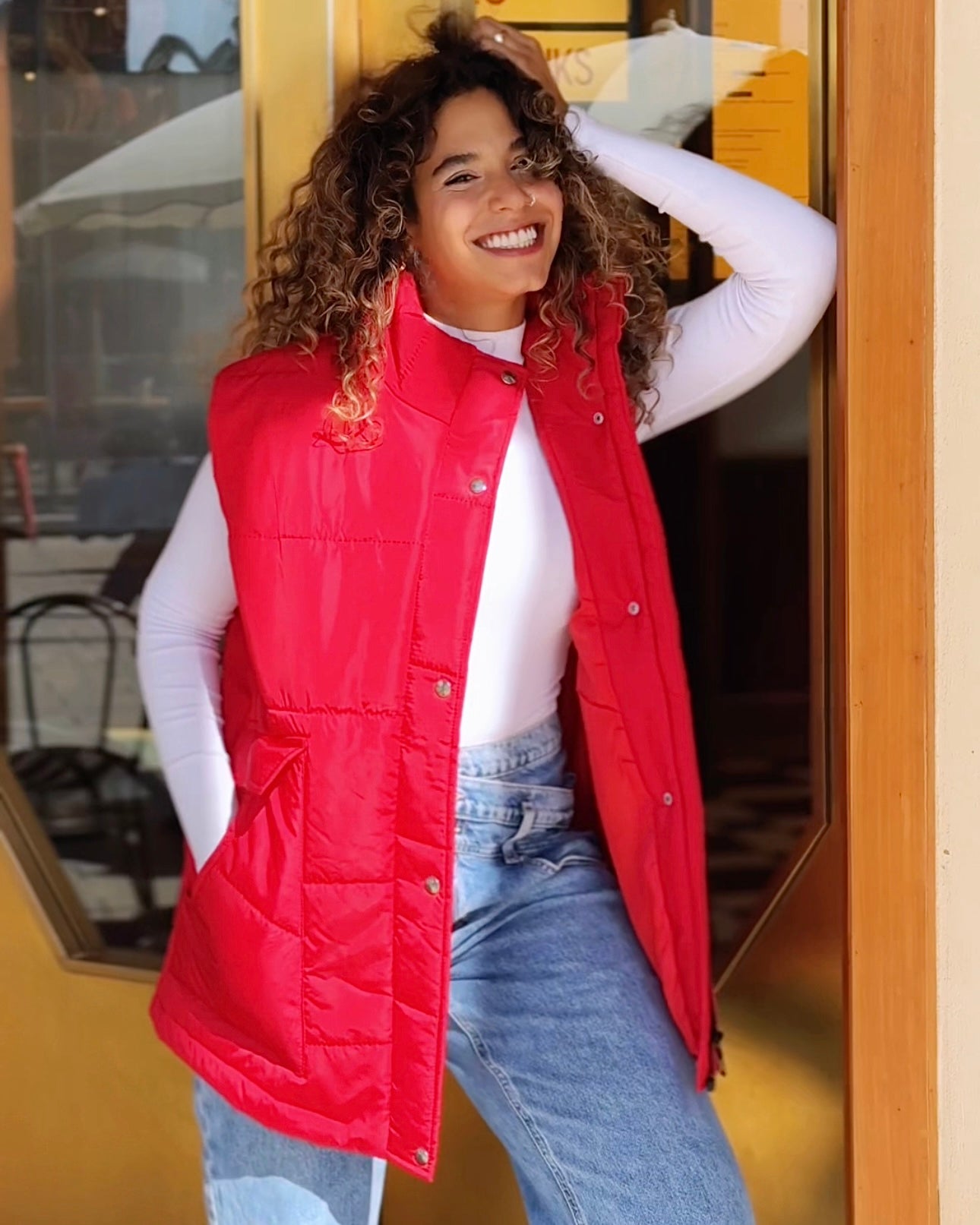 Puffer vest in red