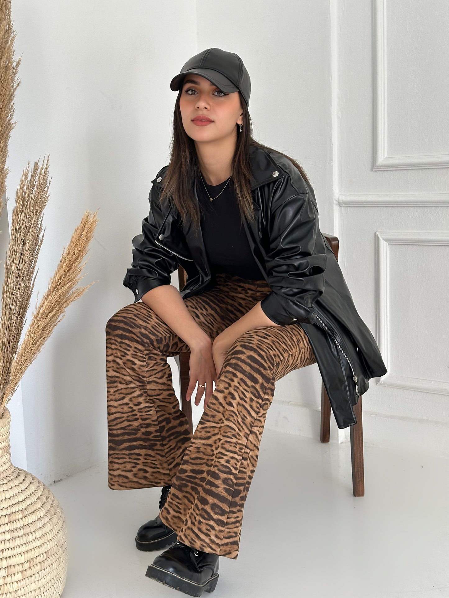 Leopard suede pants