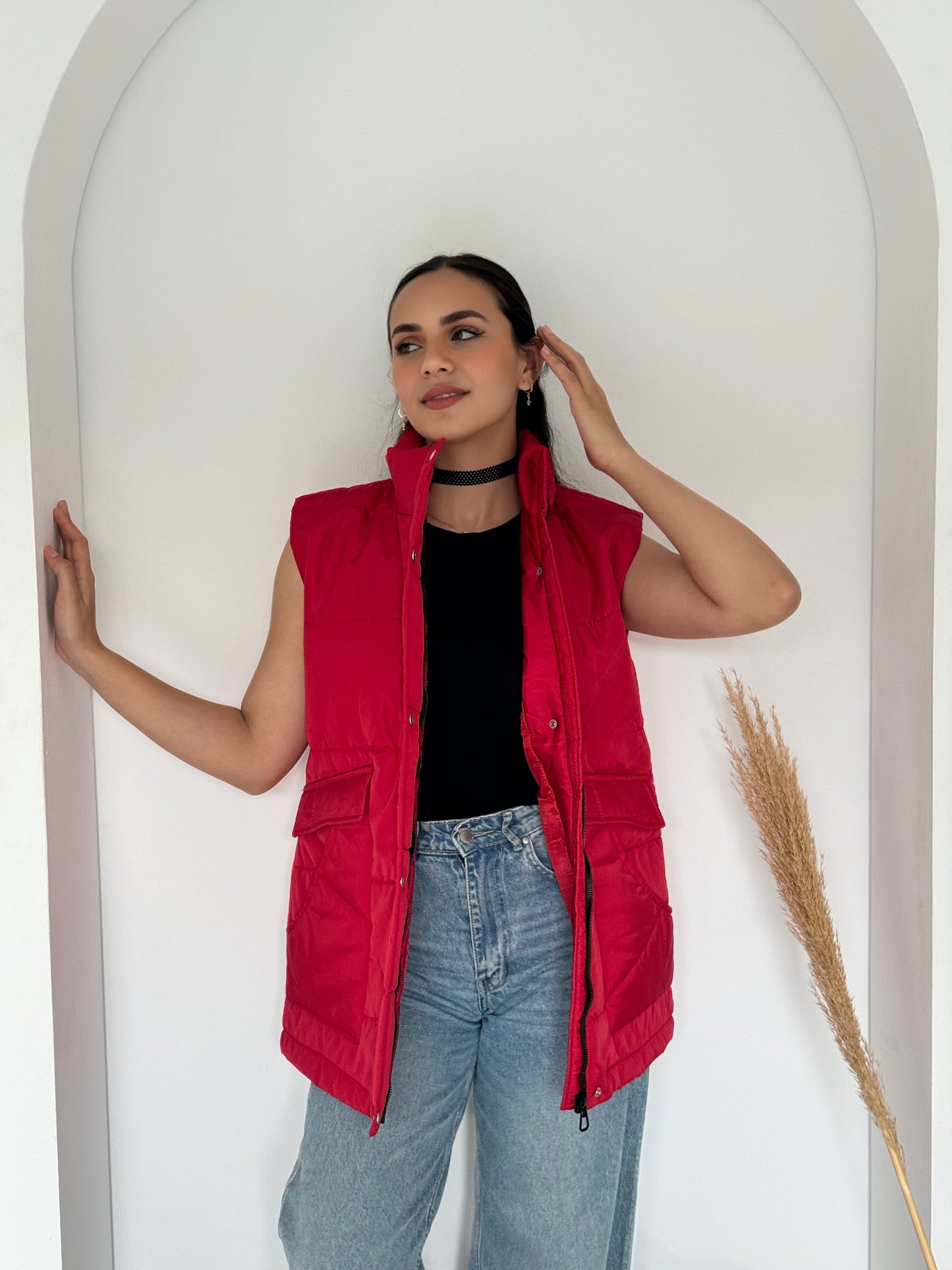 Puffer vest in red