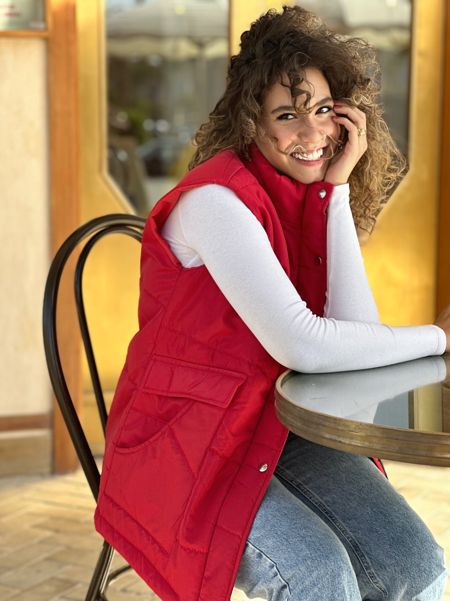 Puffer vest in red