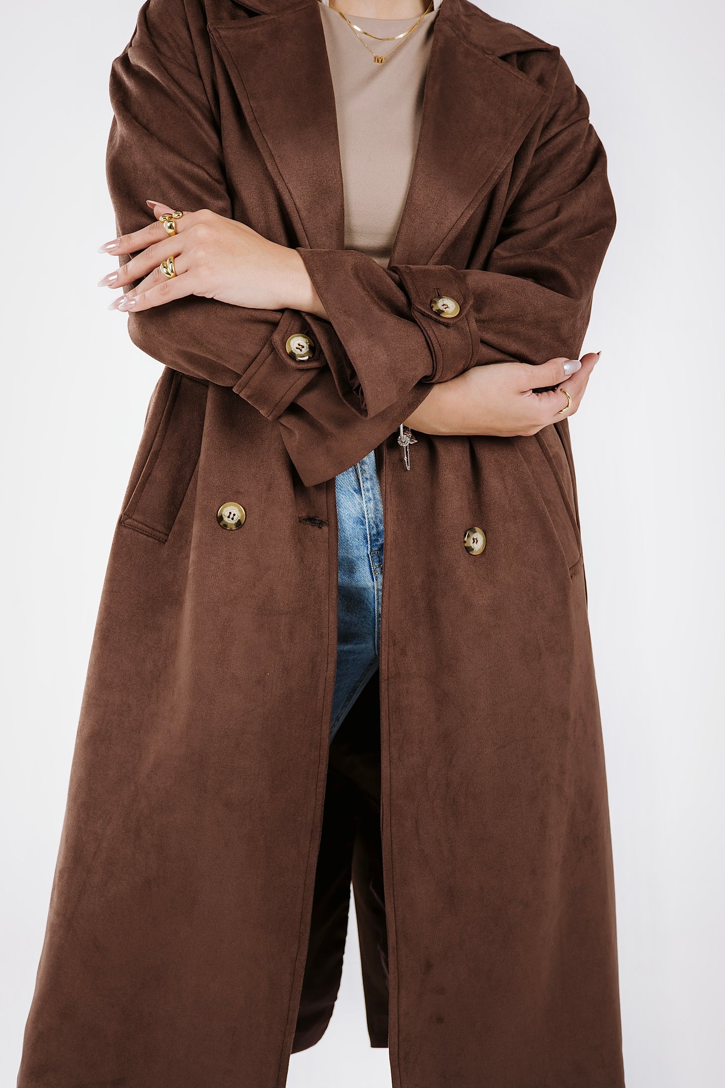 The iconic suede trench coat