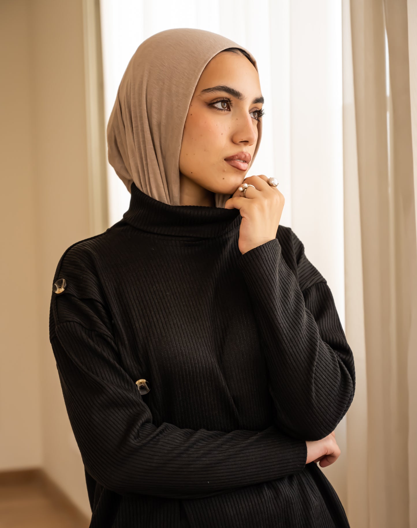 Knit demi saison set in black