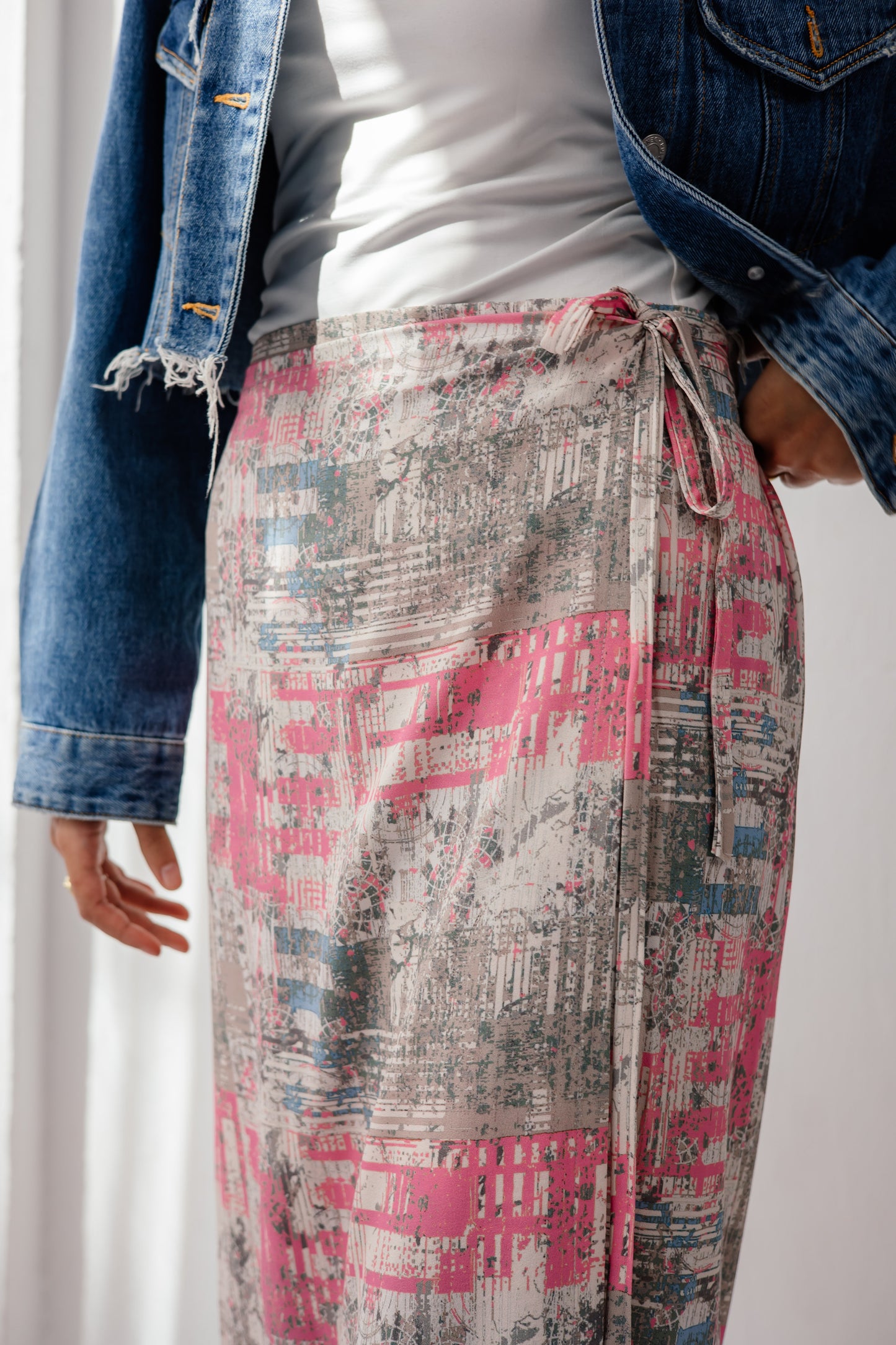 Patches wrap skirt