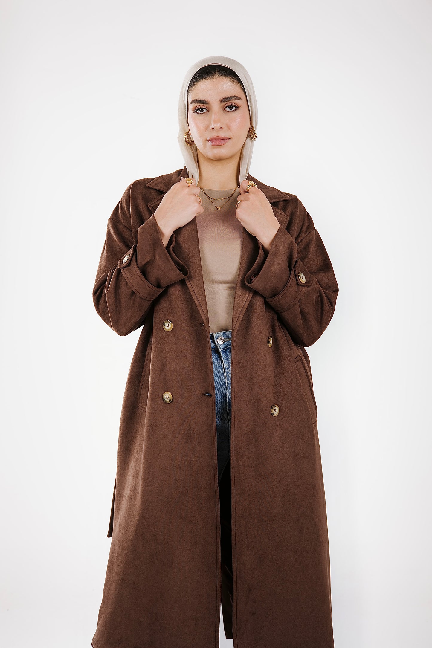 The iconic suede trench coat