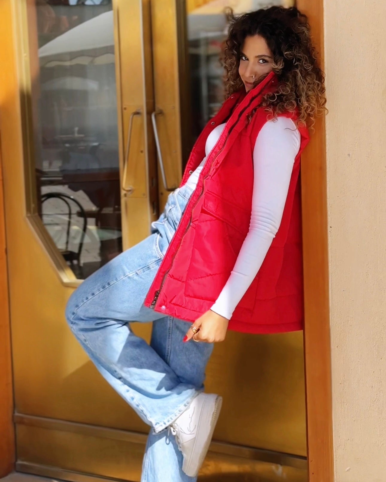 Puffer vest in red