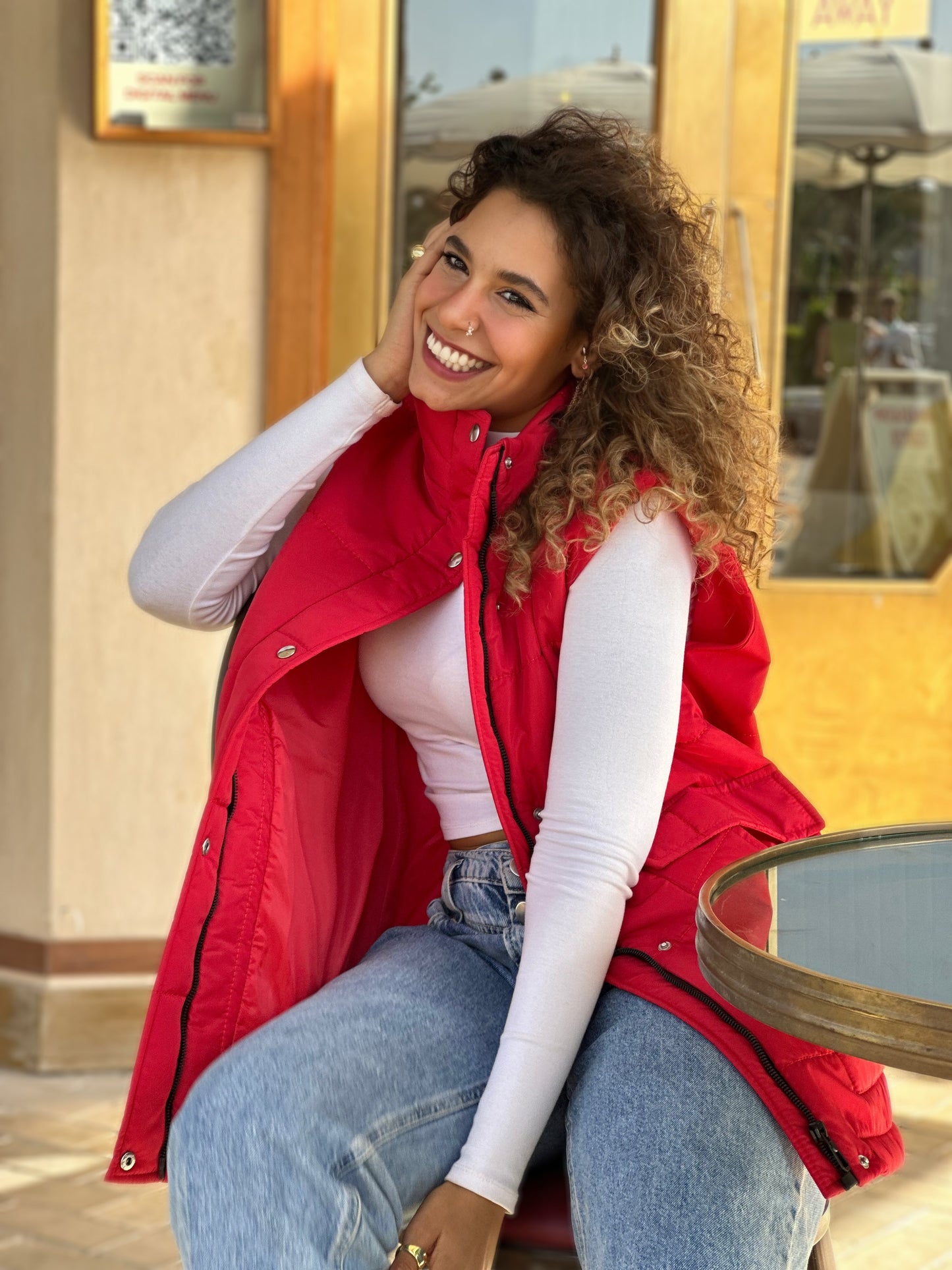 Puffer vest in red