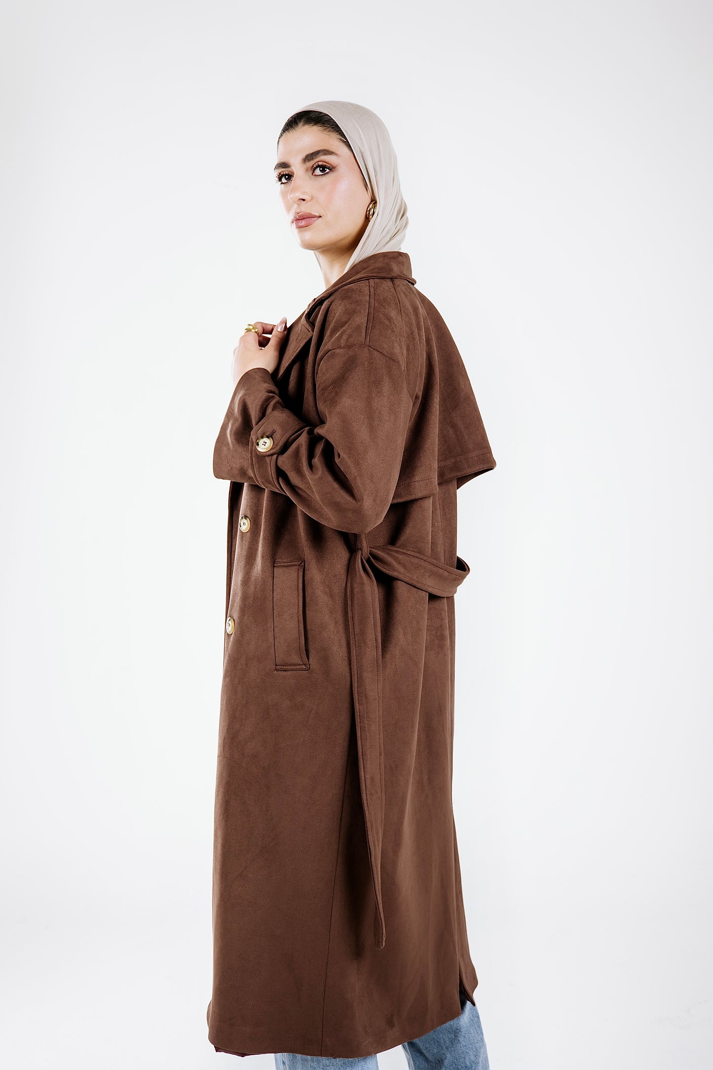 The iconic suede trench coat
