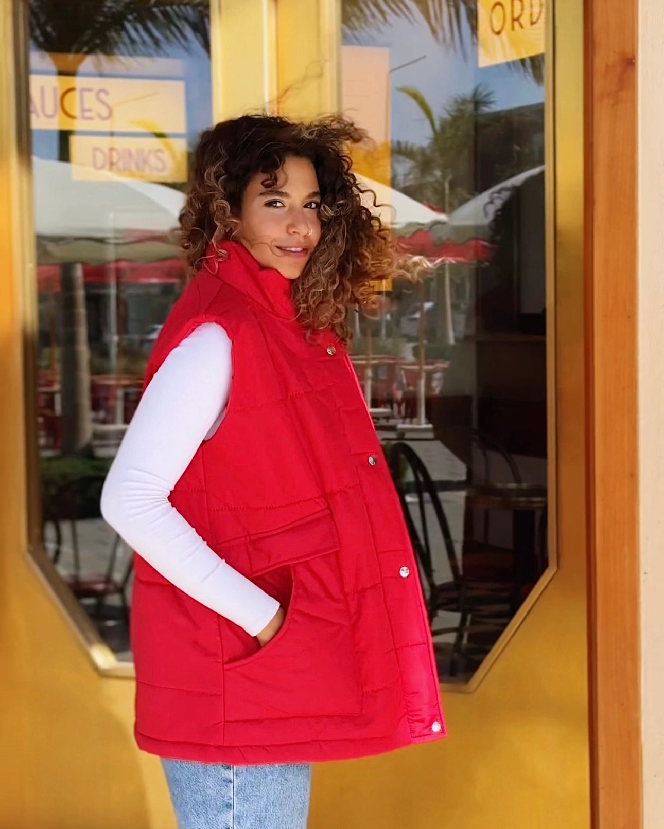 Puffer vest in red