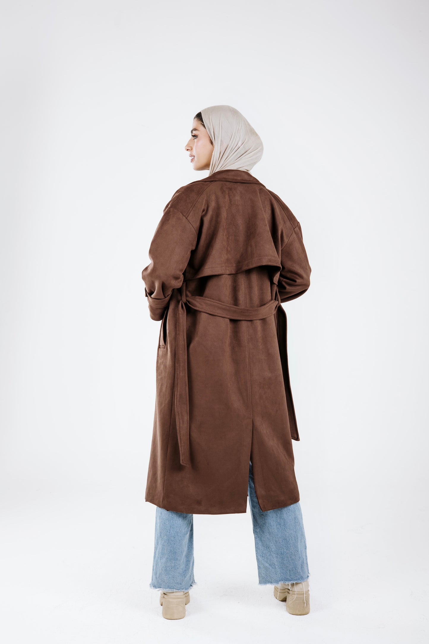 The iconic suede trench coat
