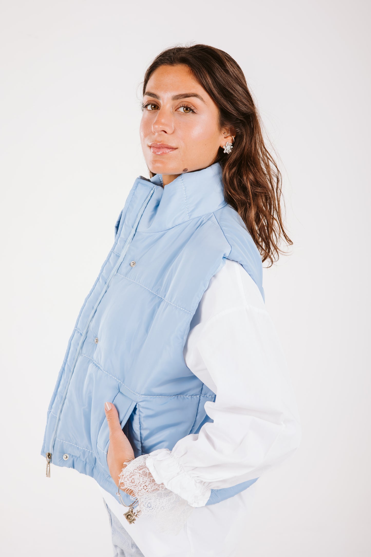 Crop puffer vest