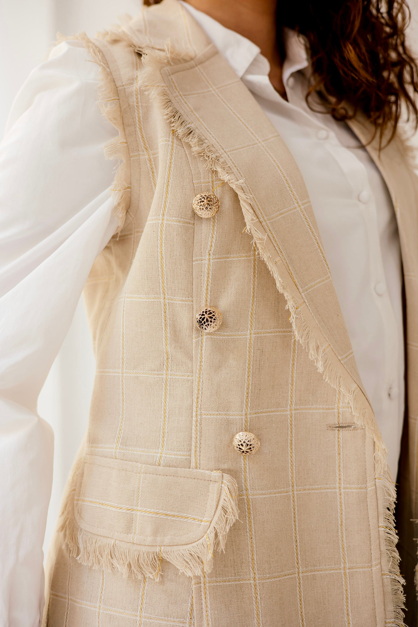 Spring sparkle fringy vest