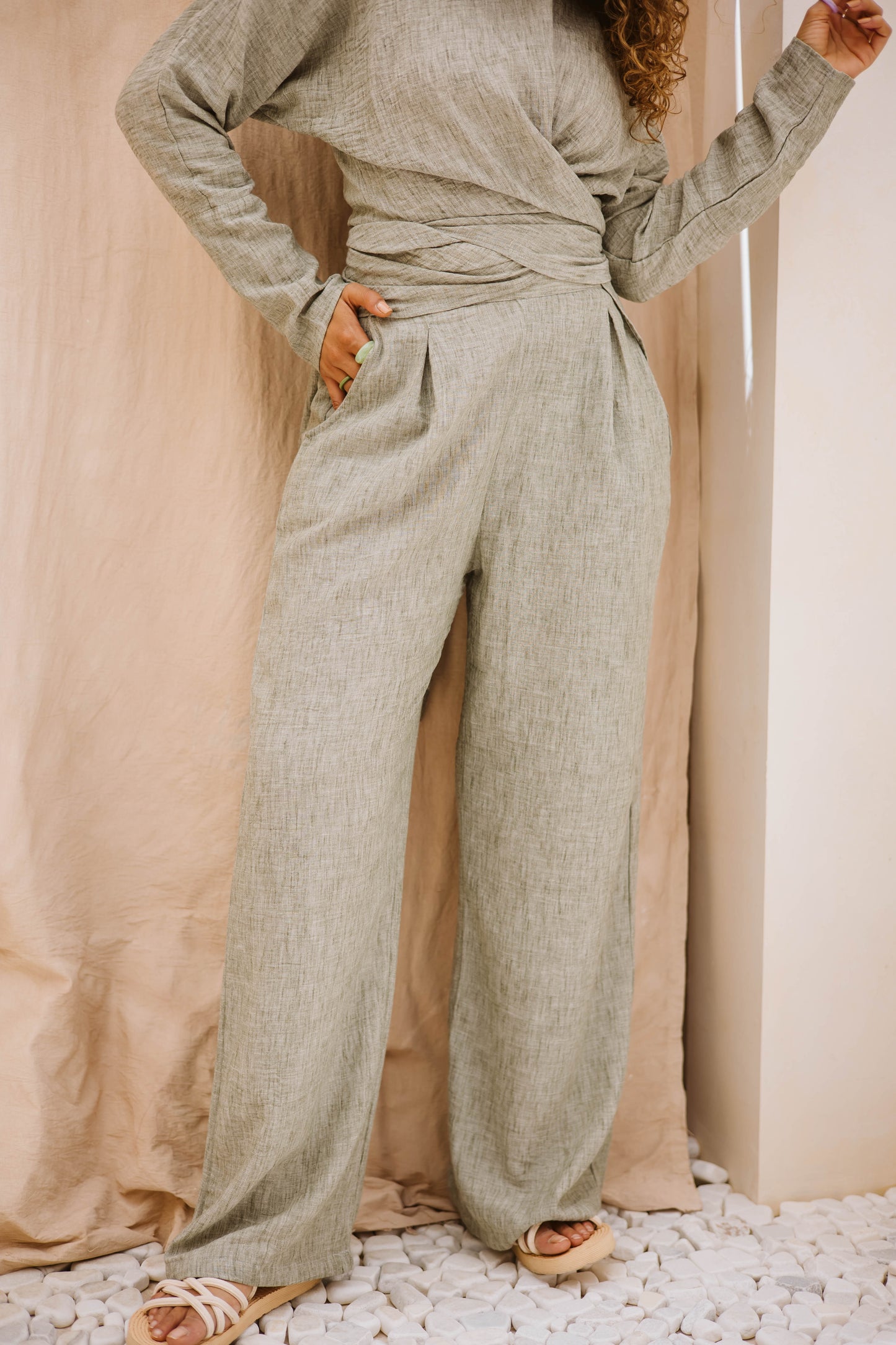 Linen wrap set in Mint