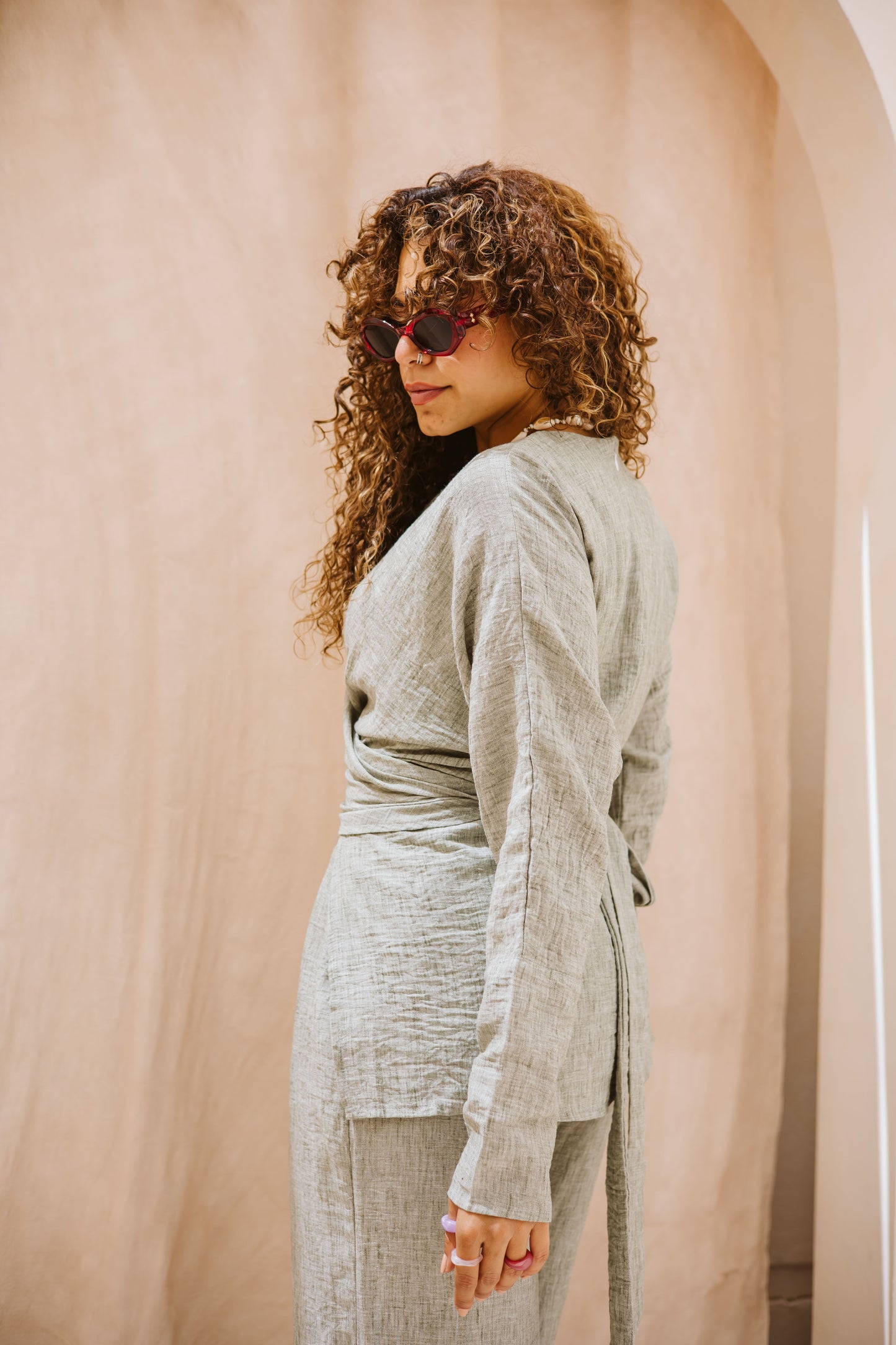 Linen wrap set in Mint
