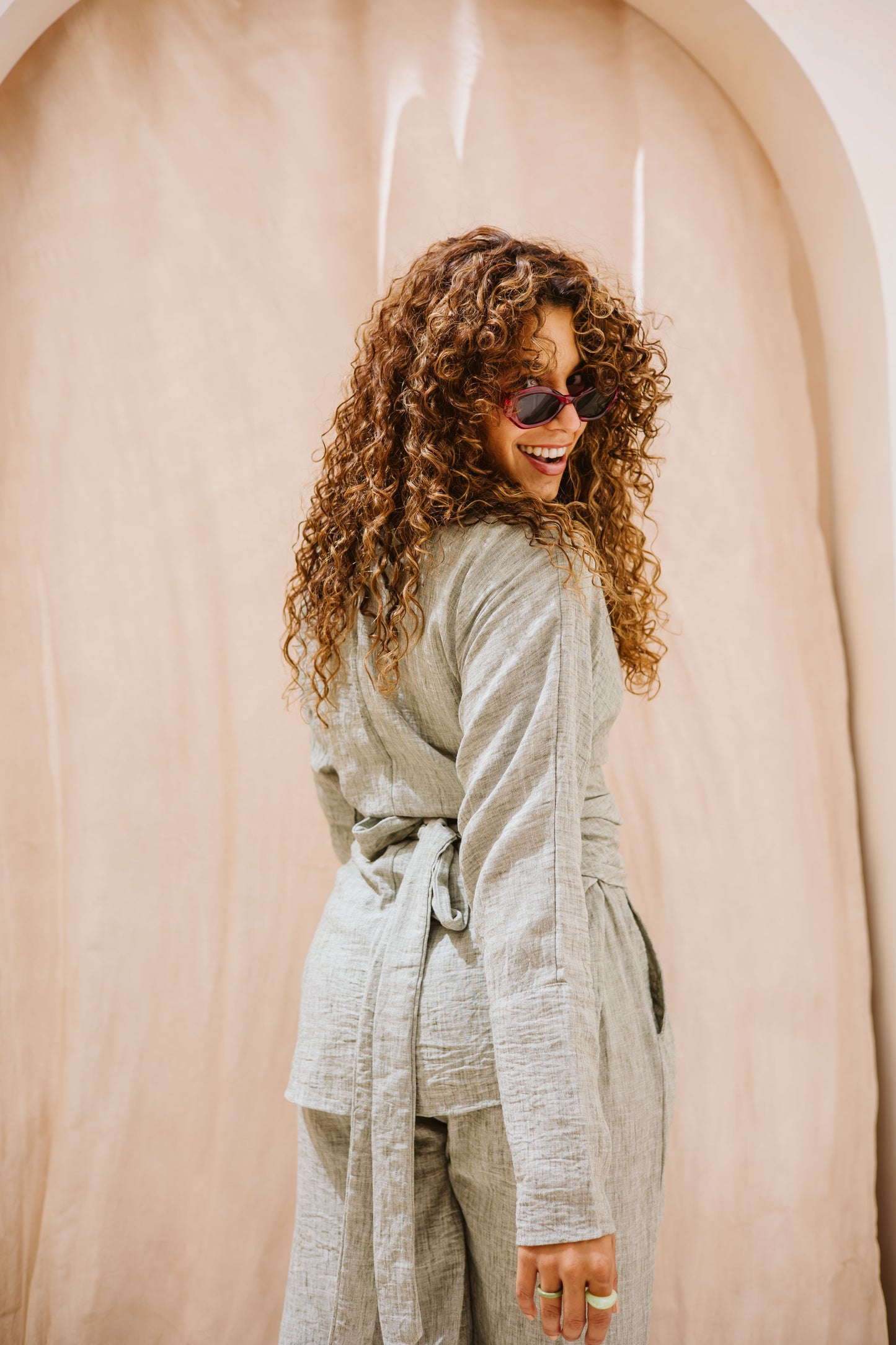 Linen wrap set in Mint