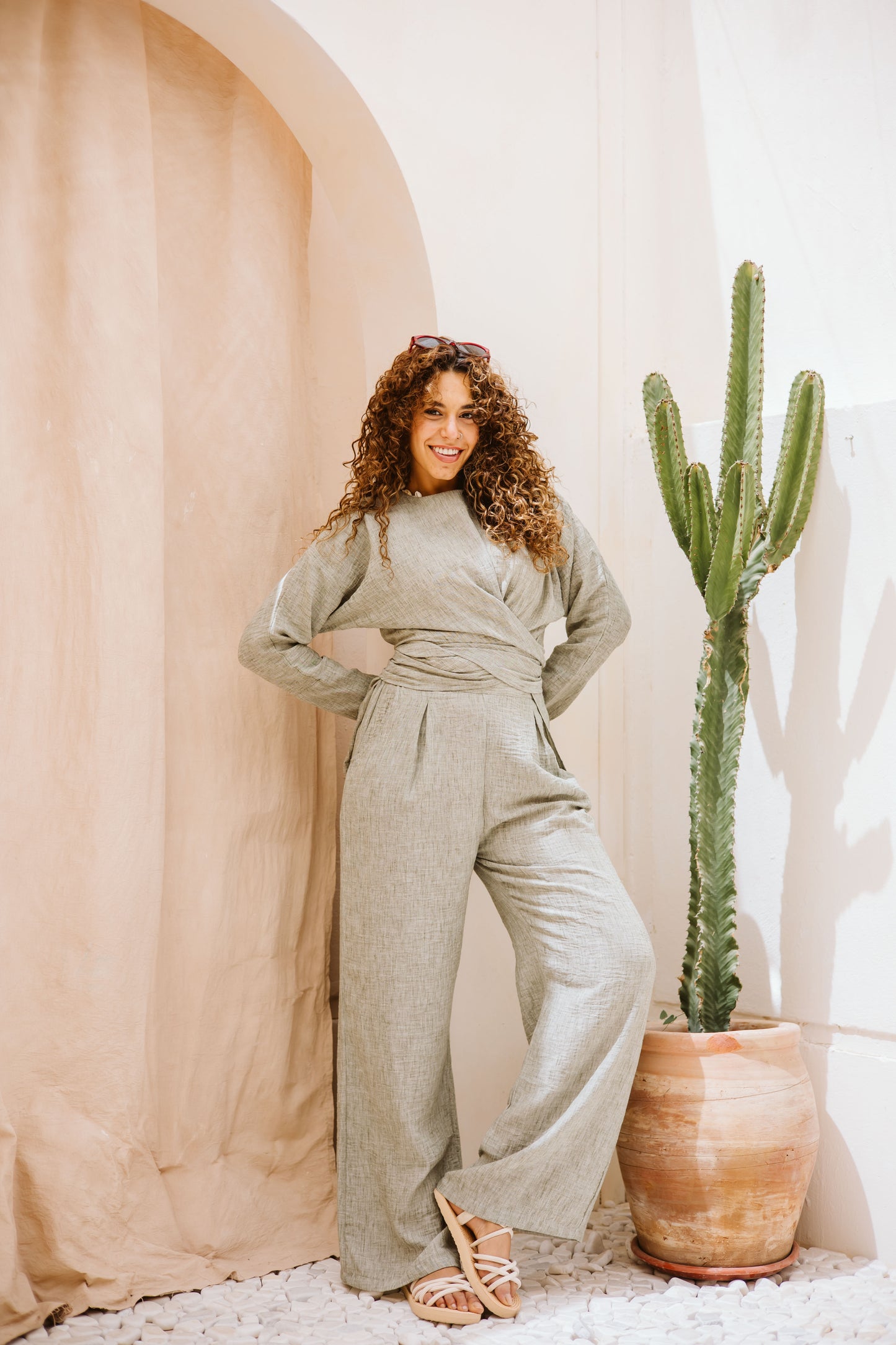 Linen wrap set in Mint