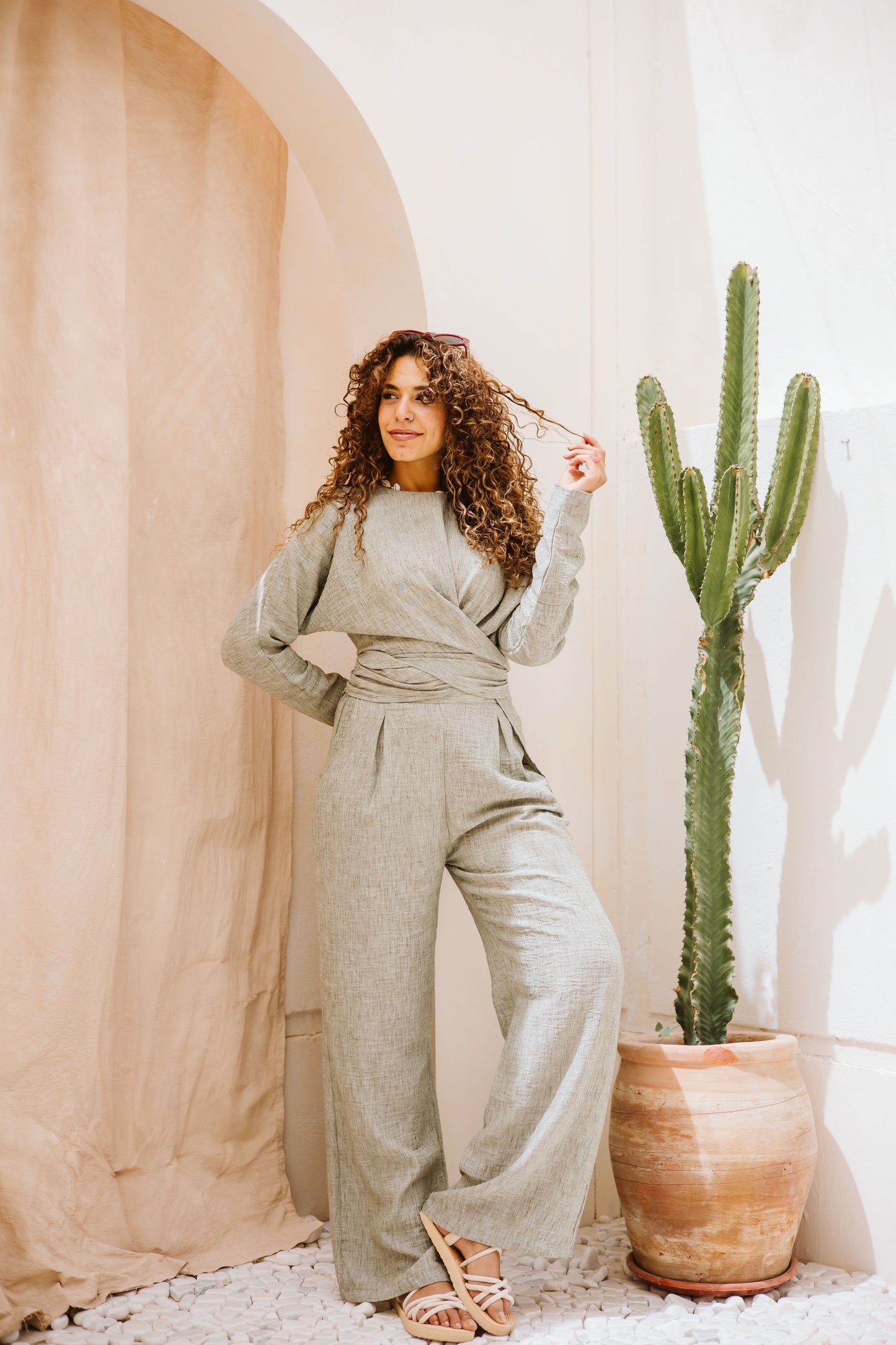 Linen wrap set in Mint