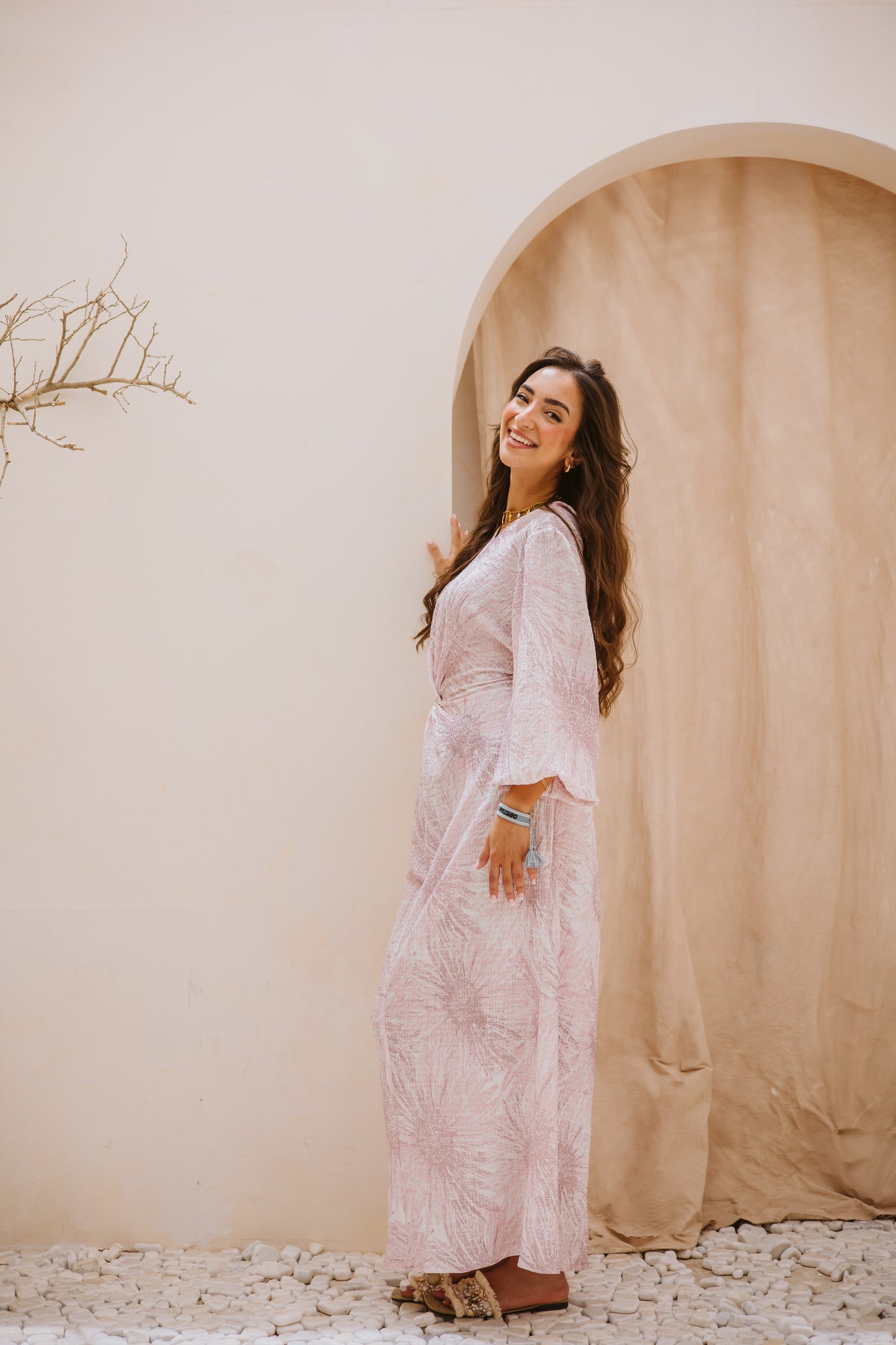 Floral knot dress in rose