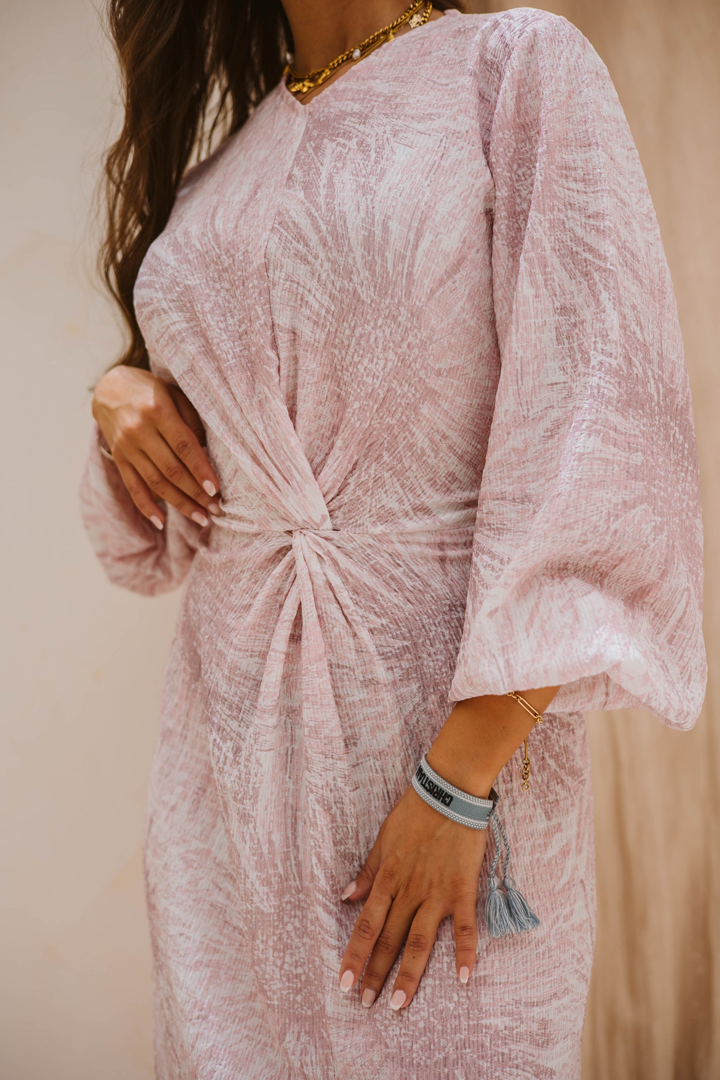 Floral knot dress in rose