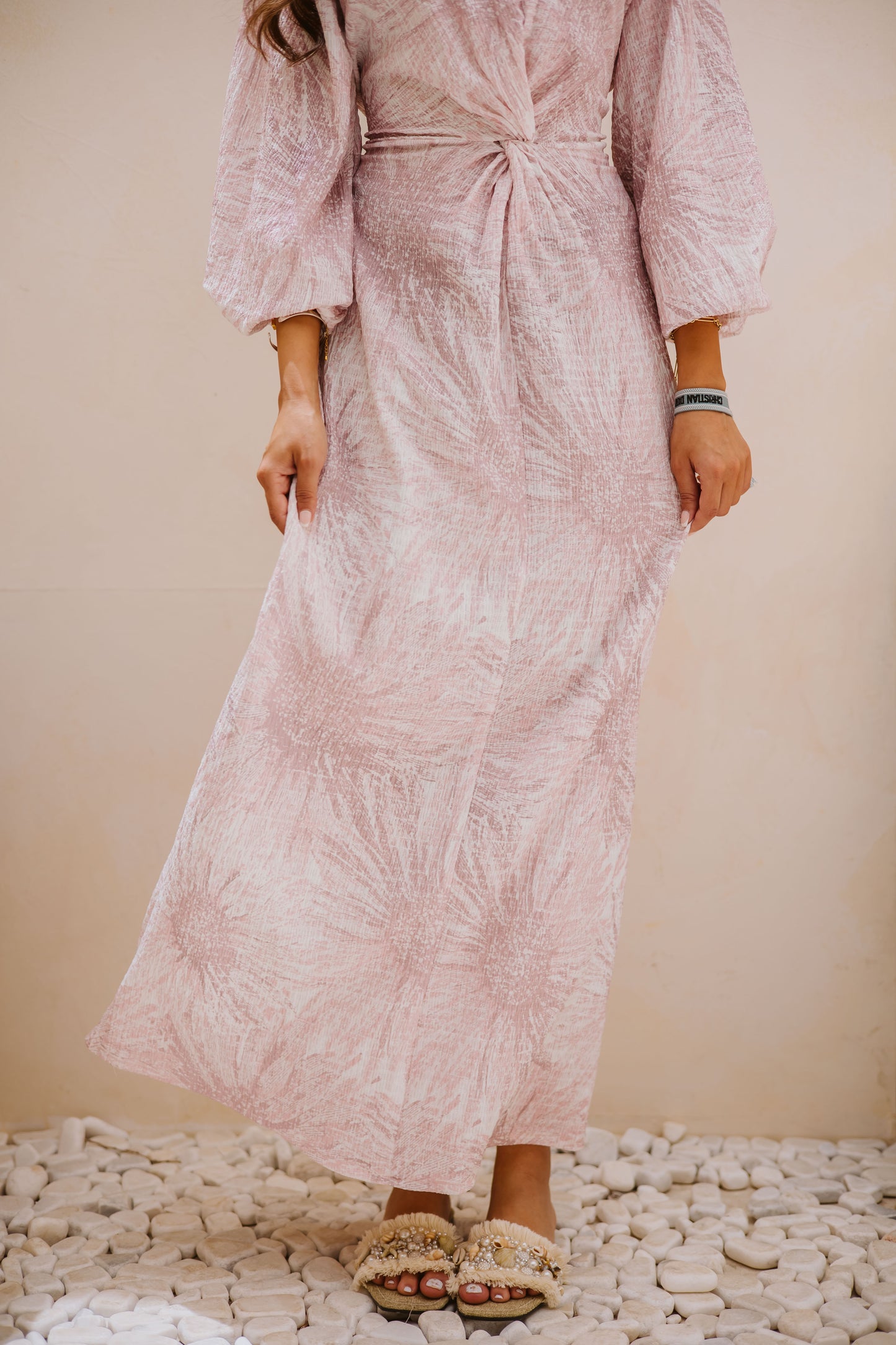 Floral knot dress in rose