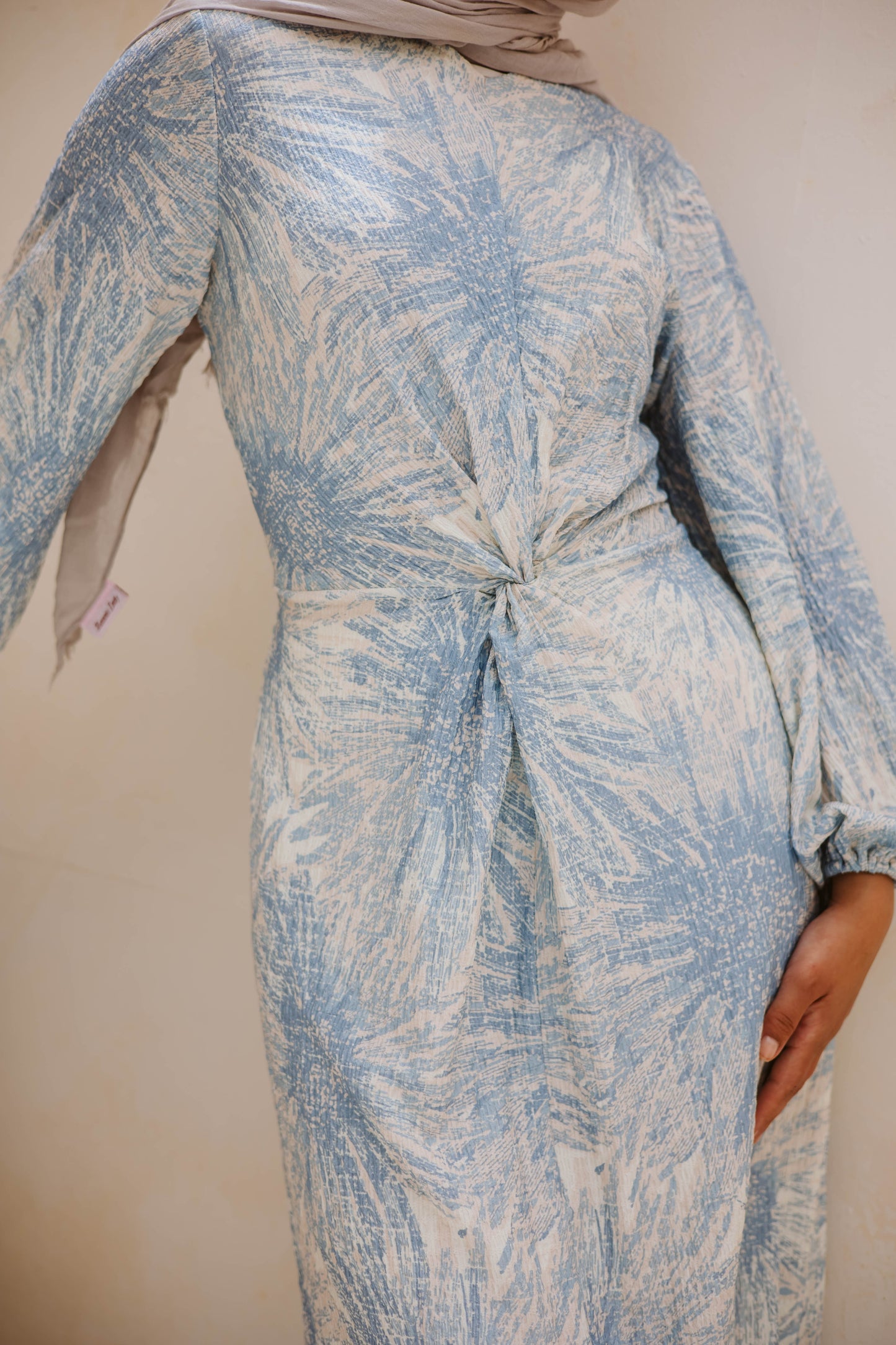 Floral knot dress in baby blue
