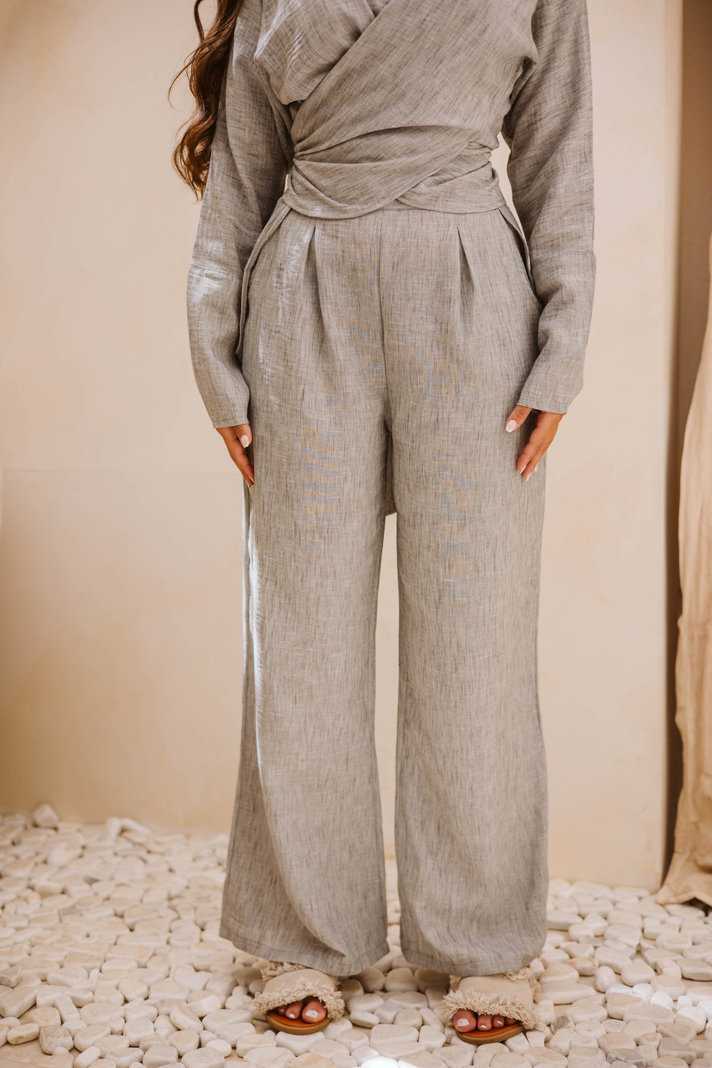Linen wrap set in Grey