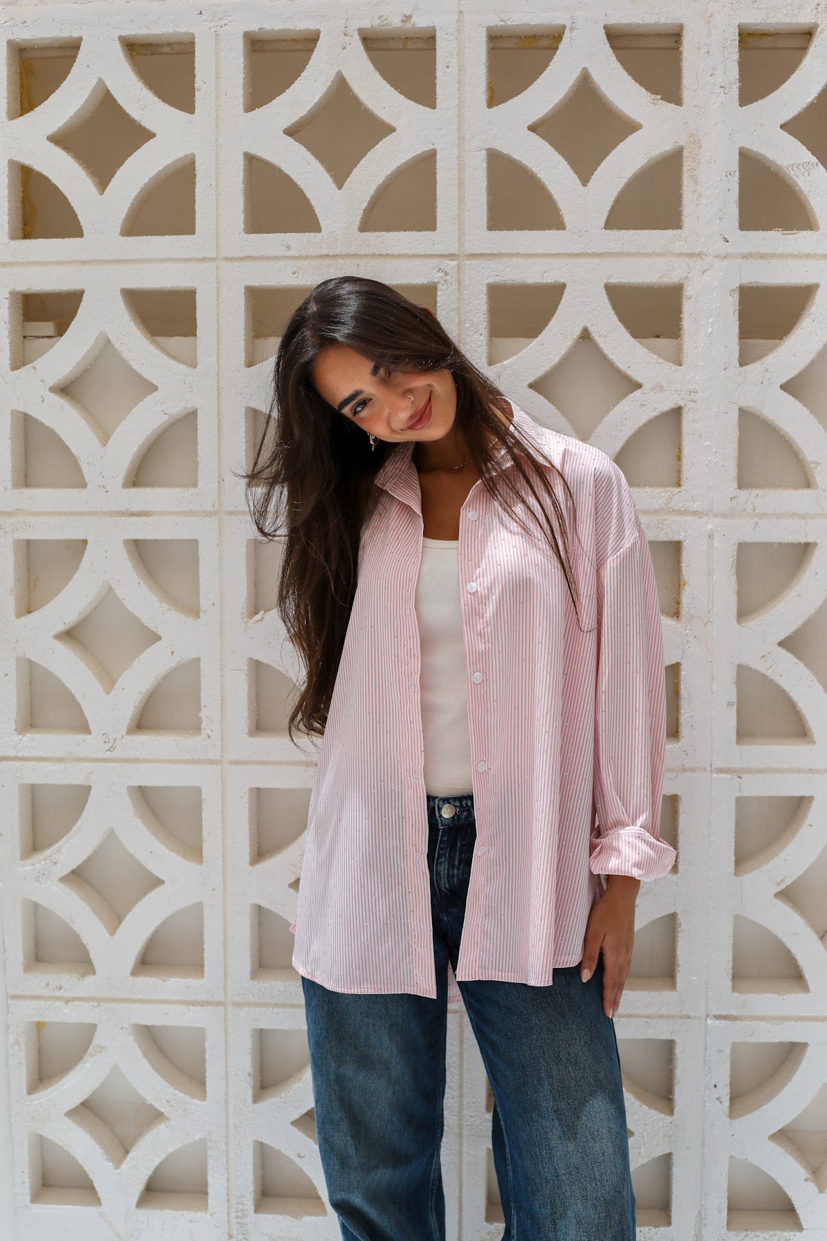 Stardust stripe shirt in pink