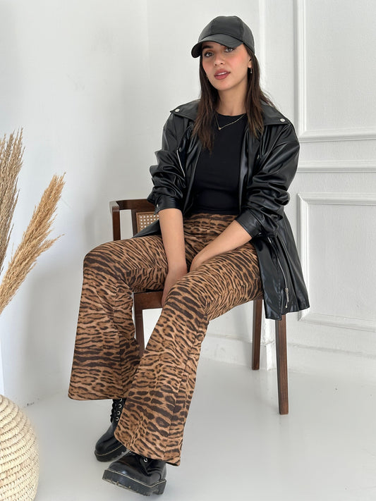 Leopard suede pants