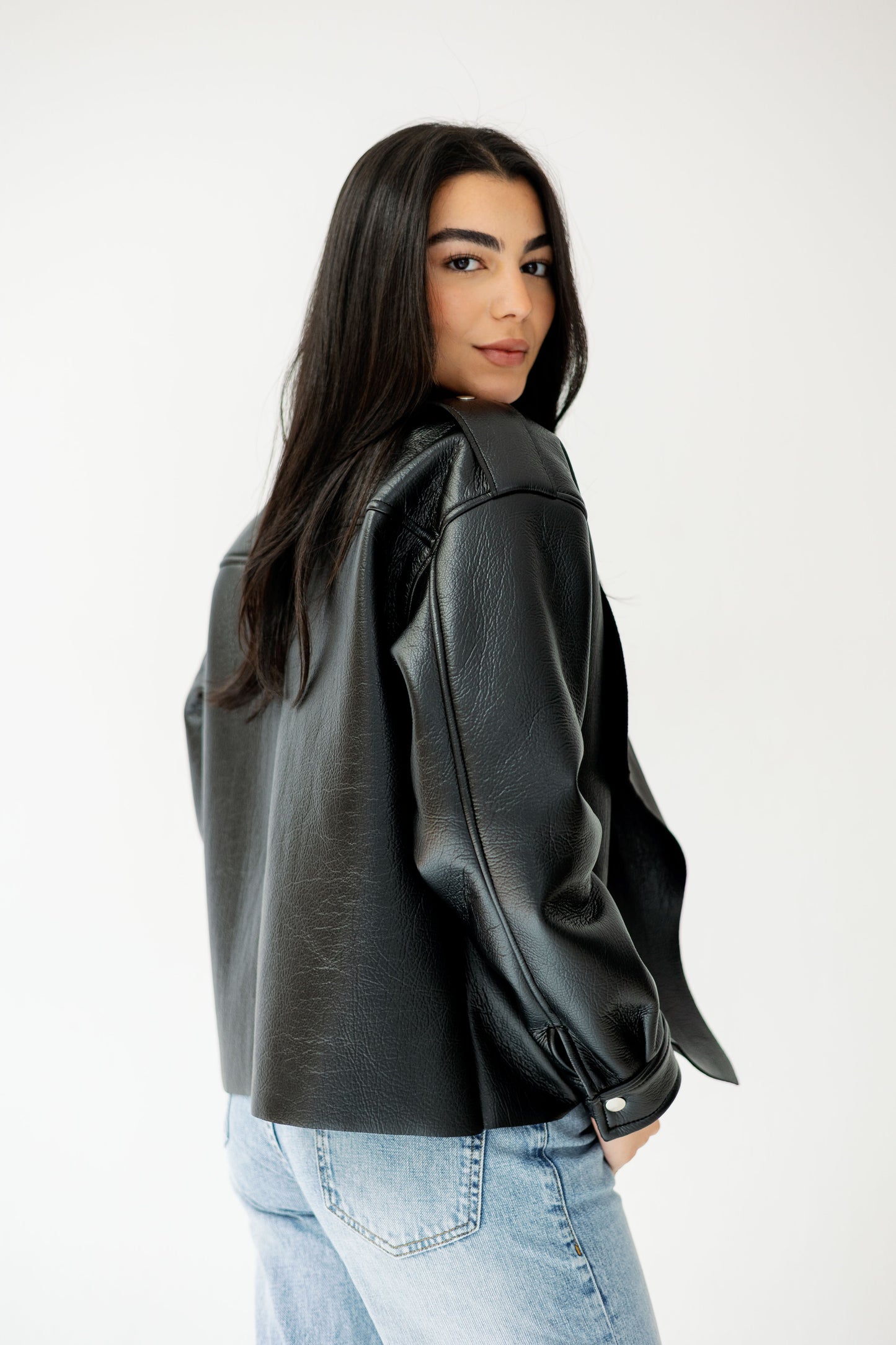 Suede Wrap Leather Jacket In Black