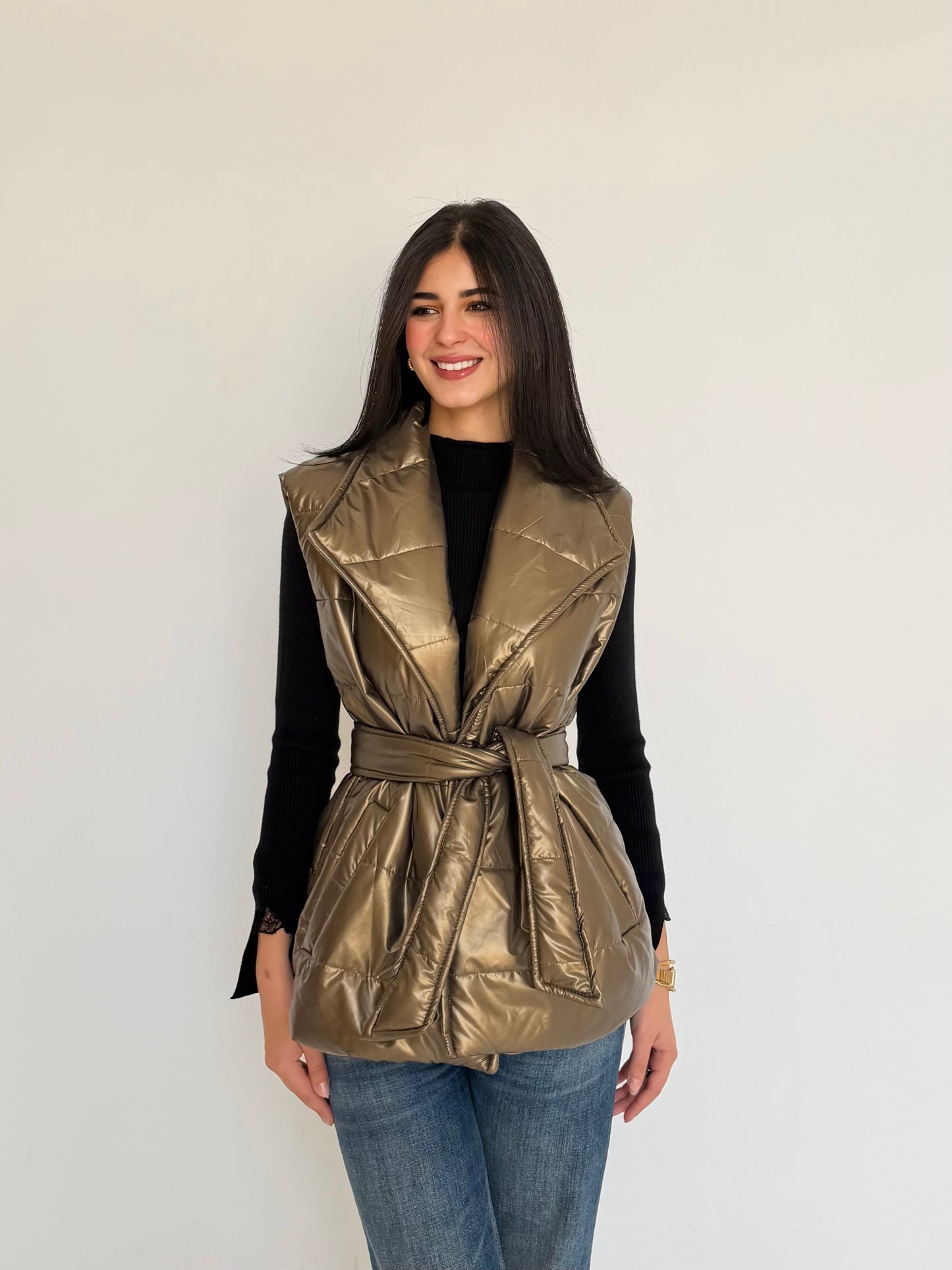 Puffer vest in gold