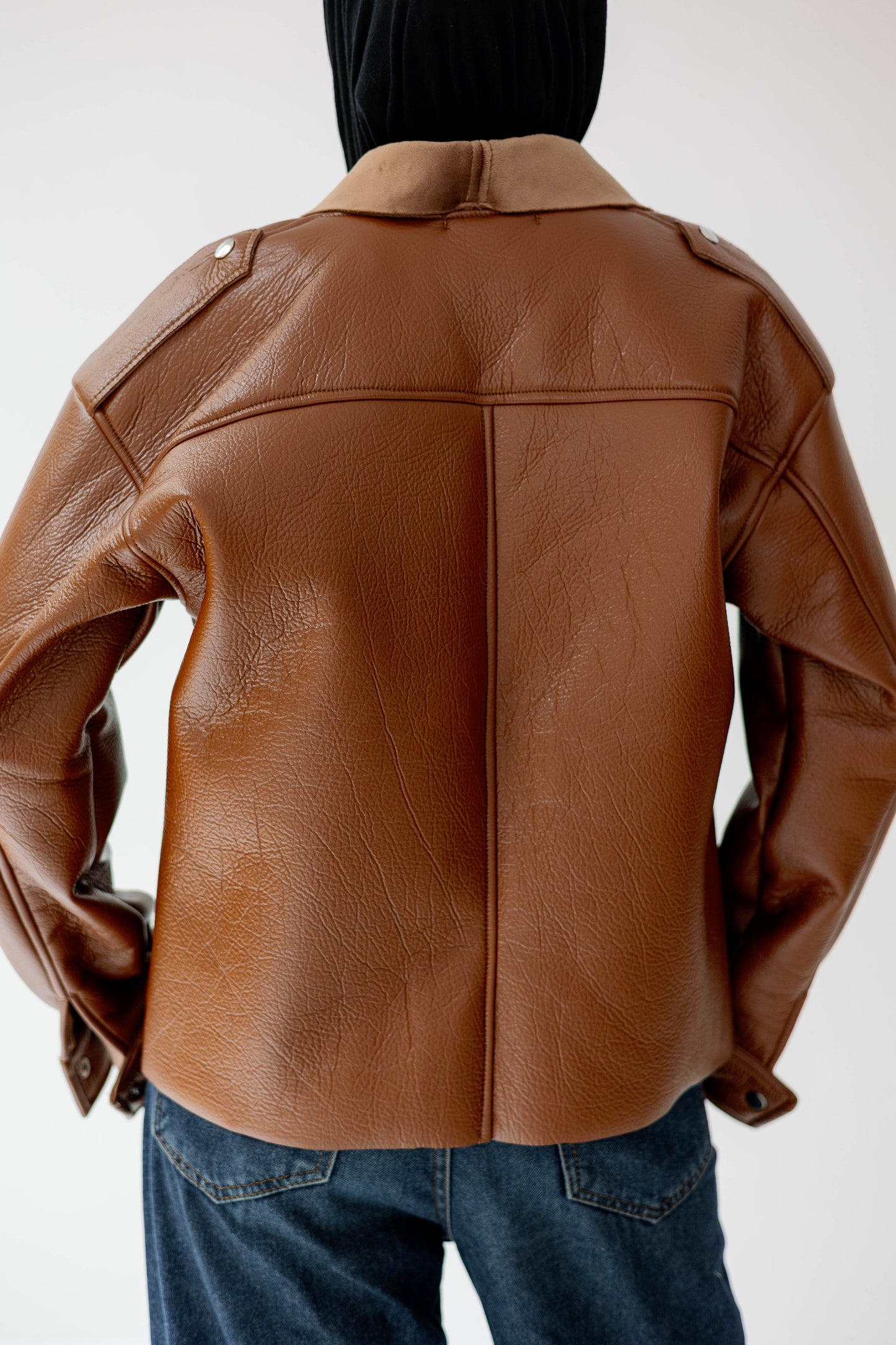 Suede Wrap Leather Jacket In Camel