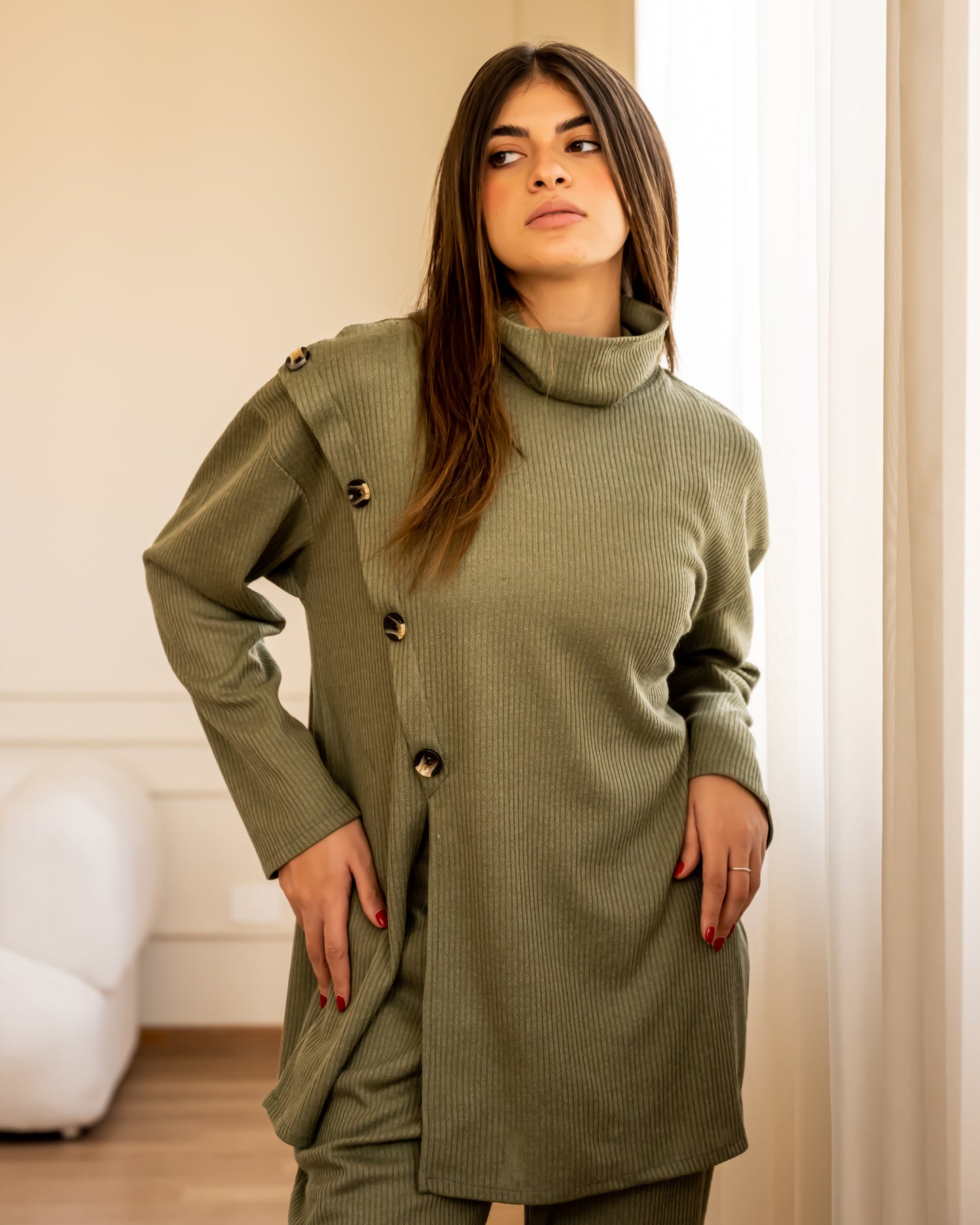 Knit comfy set in olive