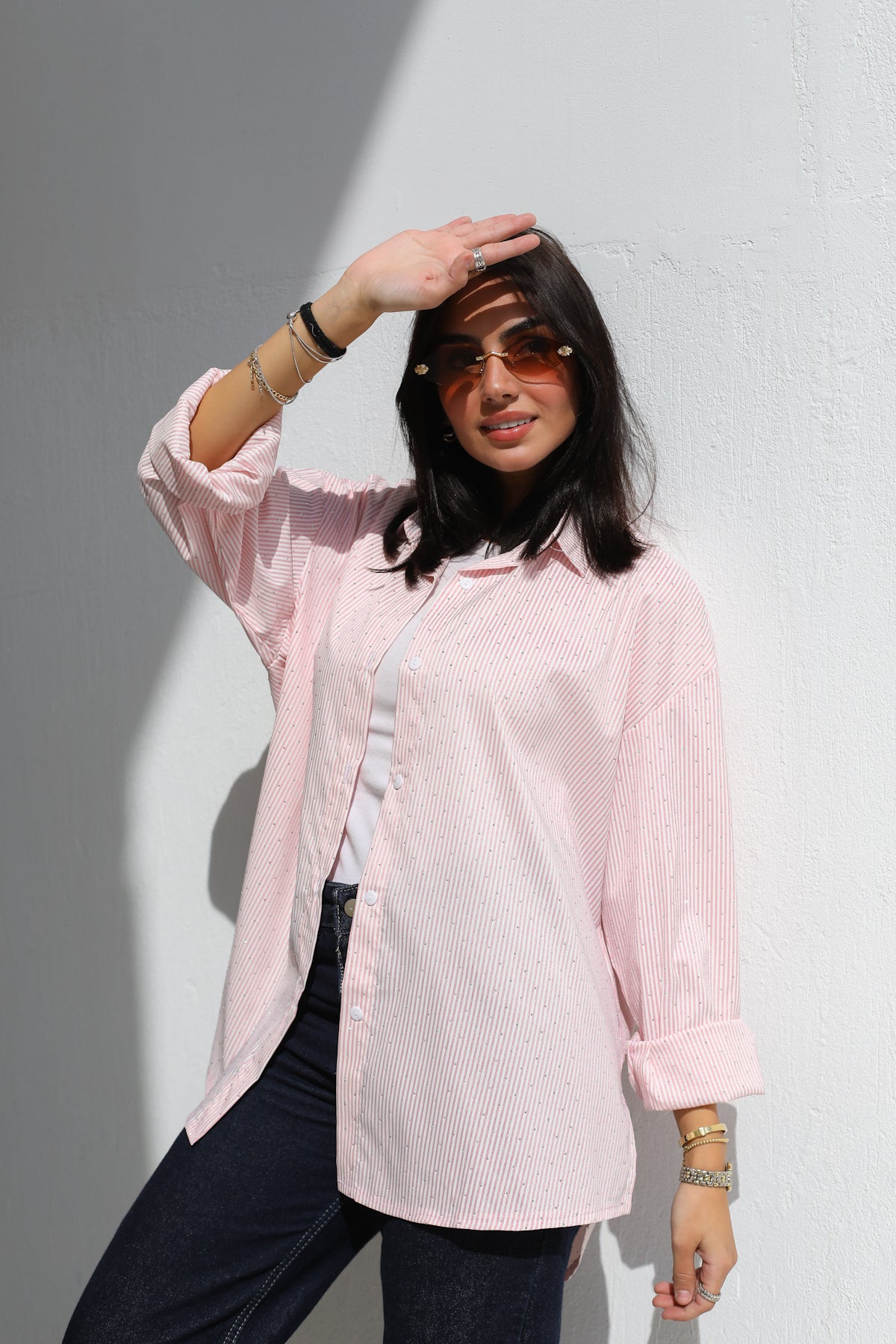Stardust stripe shirt in pink