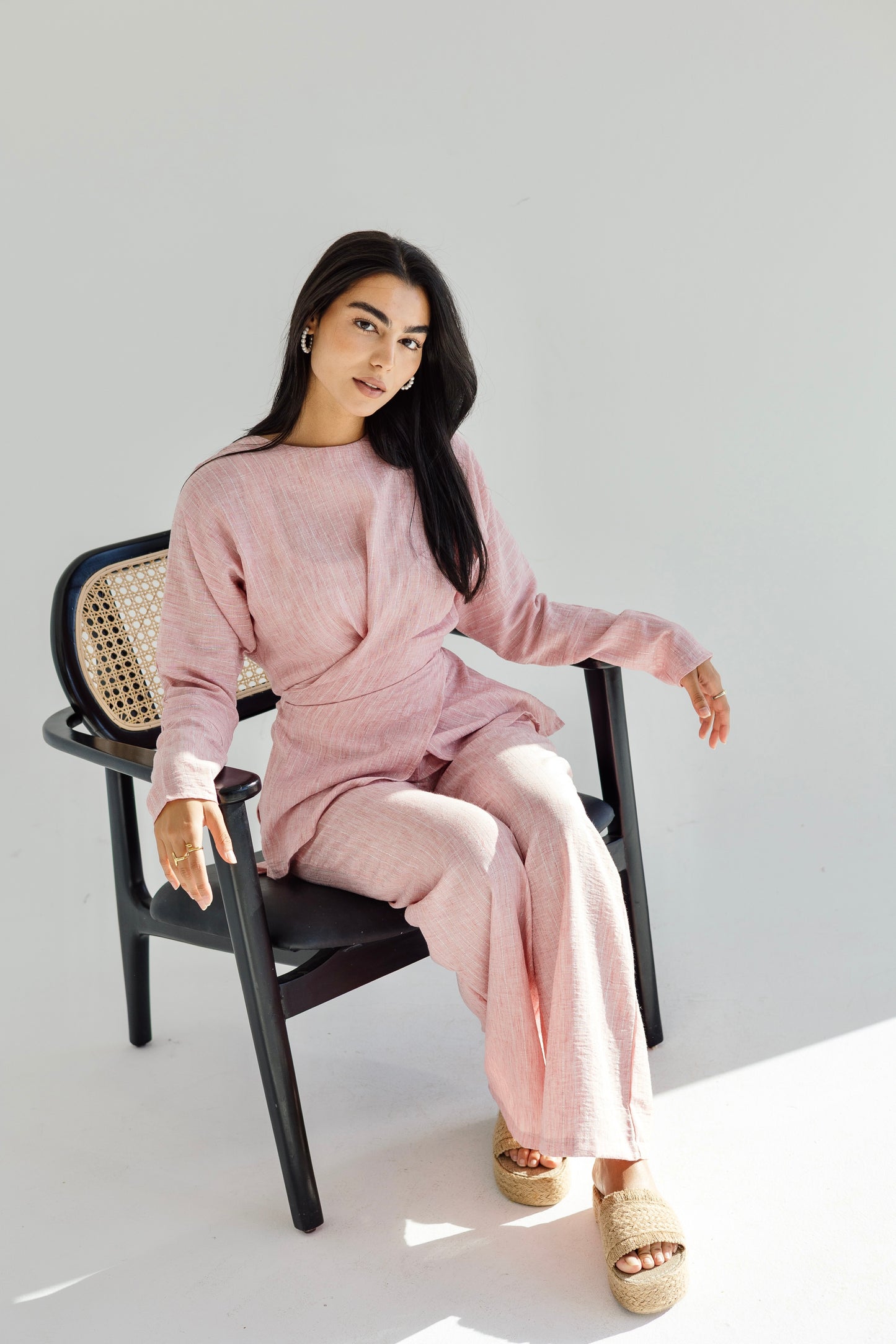Shine lined wrap set in coral pink