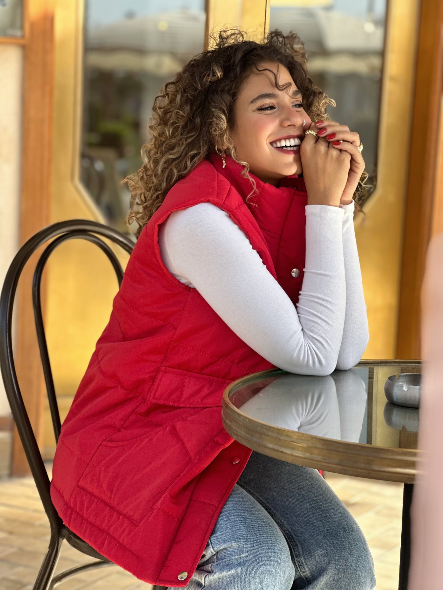 Puffer vest in red