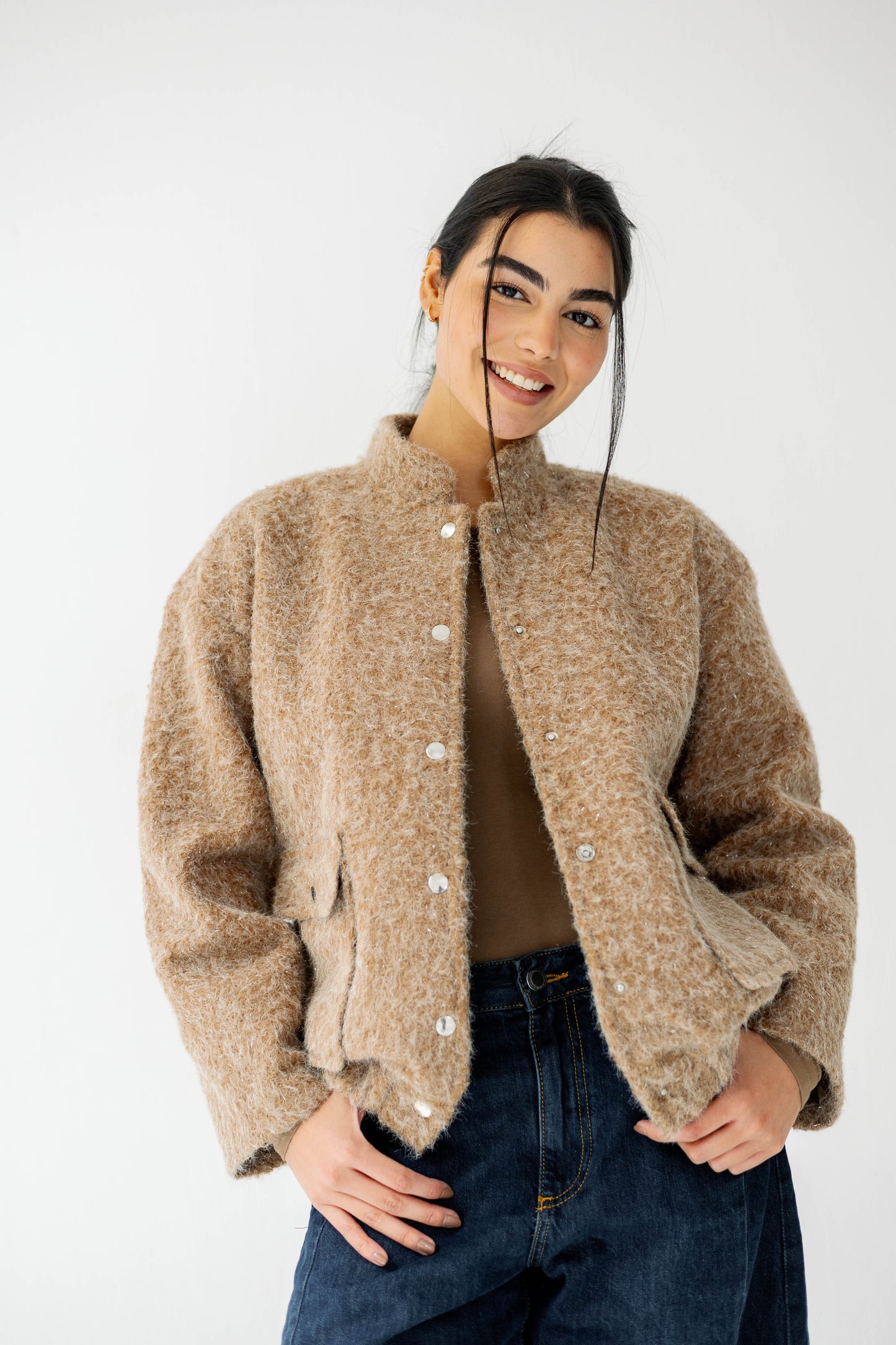 The Luxe Teddy Bouclé in caramel